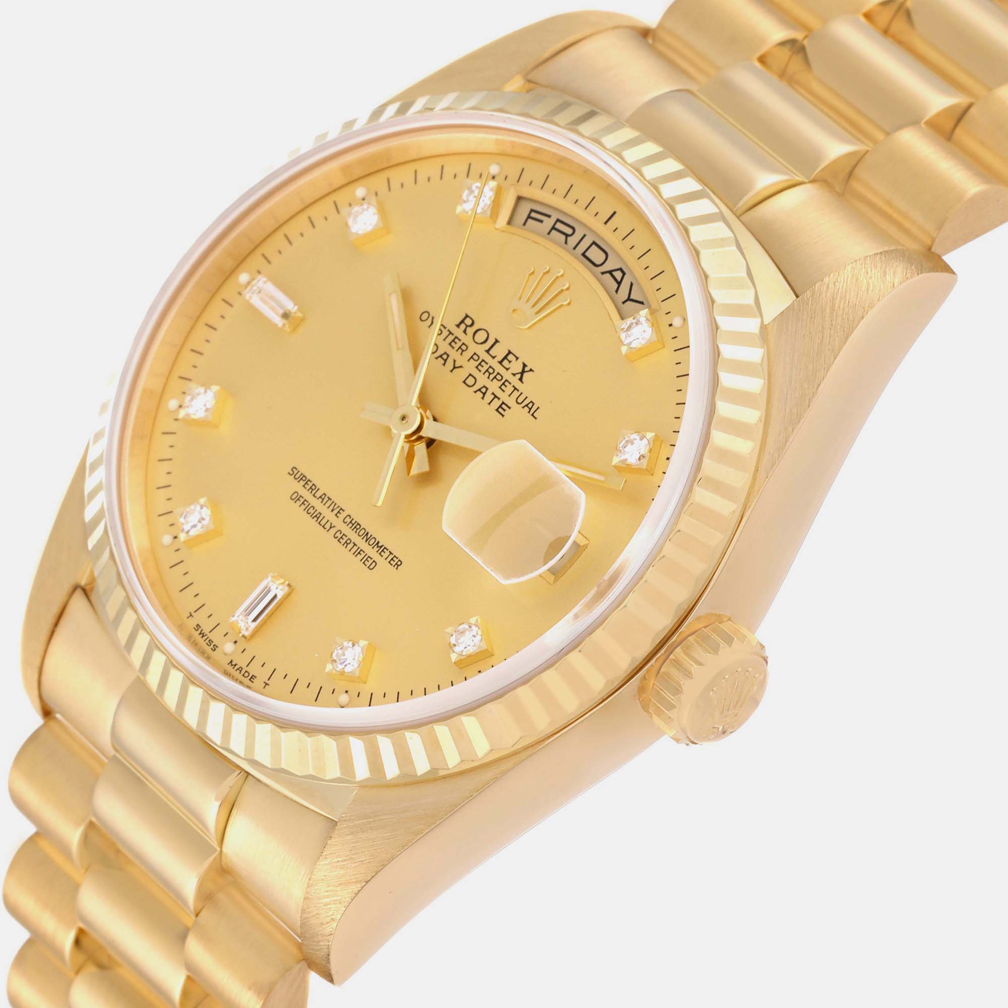 

Rolex President Day-Date Yellow Gold Diamond Men's Watch 18238 36 mm