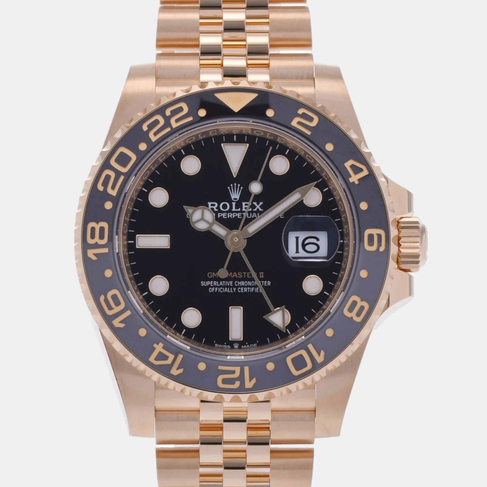 

Rolex Black Yellow Gold GMT-Master II 126718GRNR Automatic Men's Wristwatch 40 mm