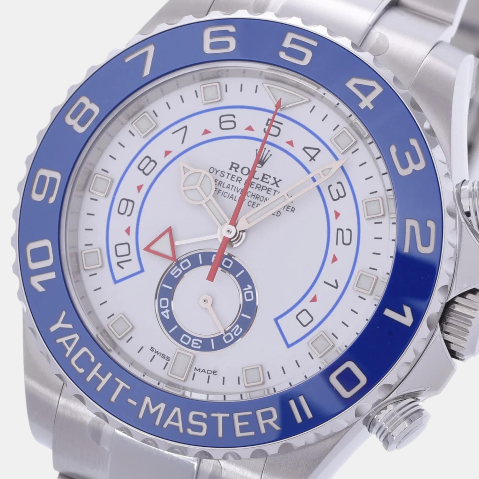 

Rolex White Stainless Steel Yacht-Master II 116680 Automatic Men's Wristwatch 44 mm