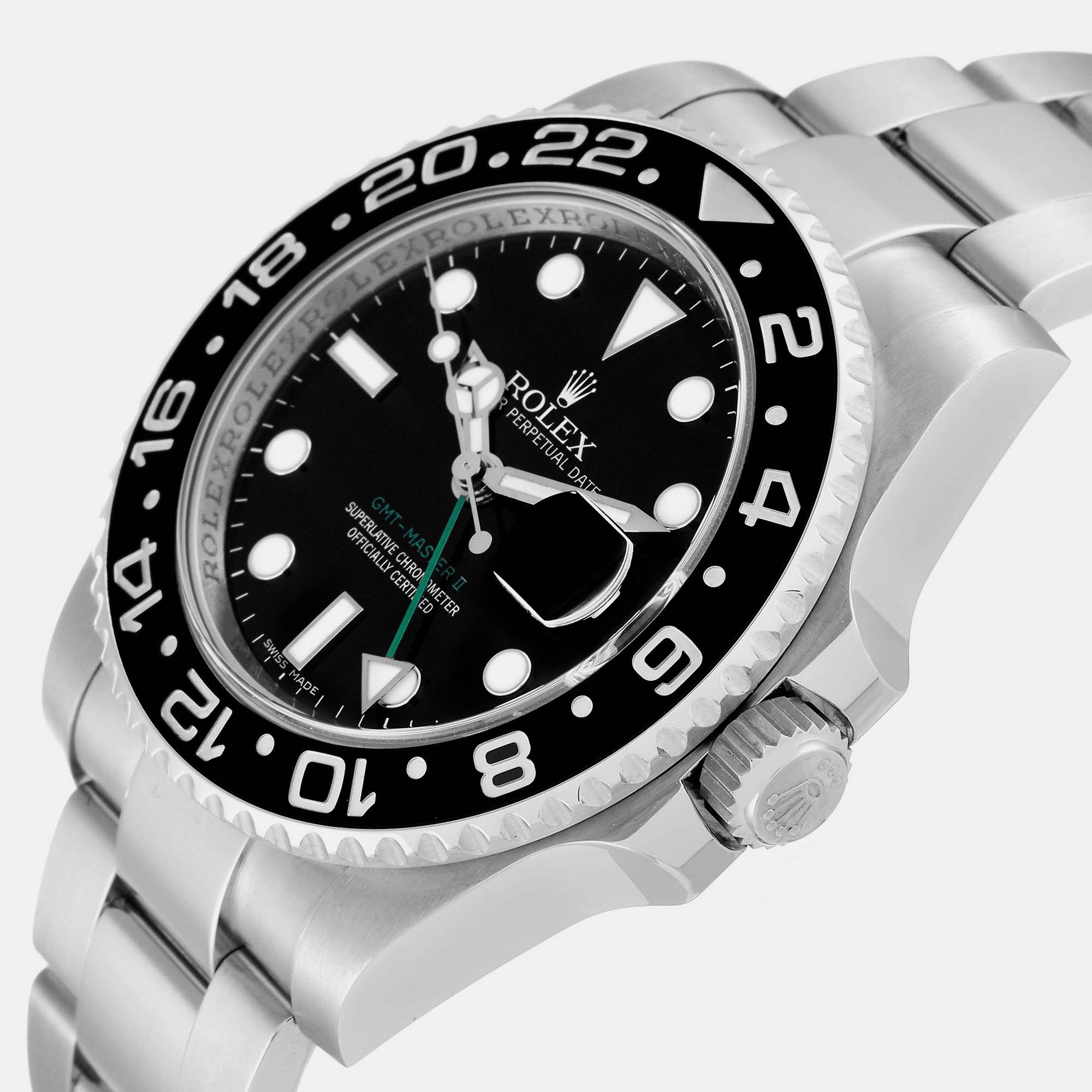 

Rolex GMT Master II Black Dial Green Hand Steel Men's Watch 116710 40 mm