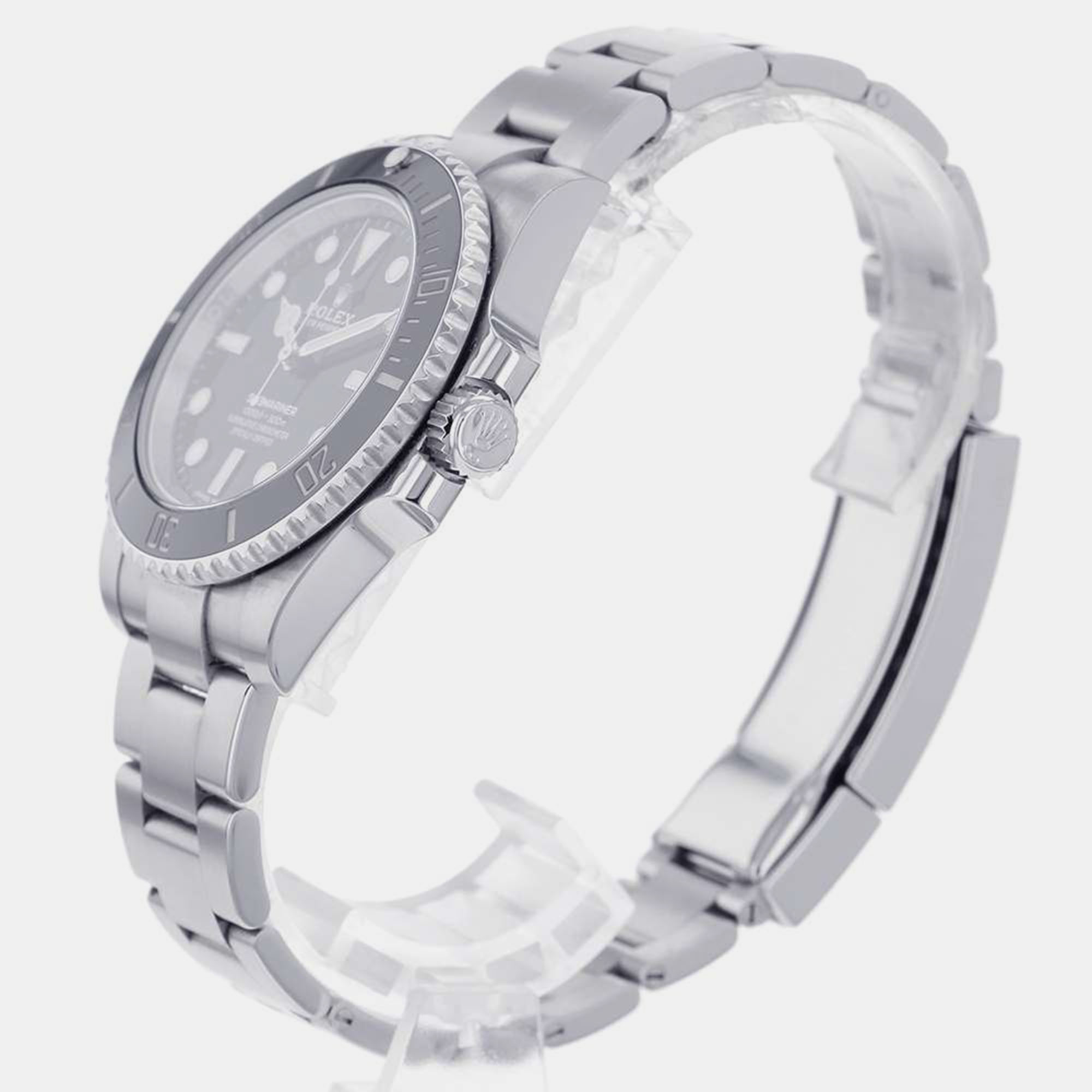 

Rolex Black Stainless Steel Submariner 114060 Automatic Men's Wristwatch 40 mm