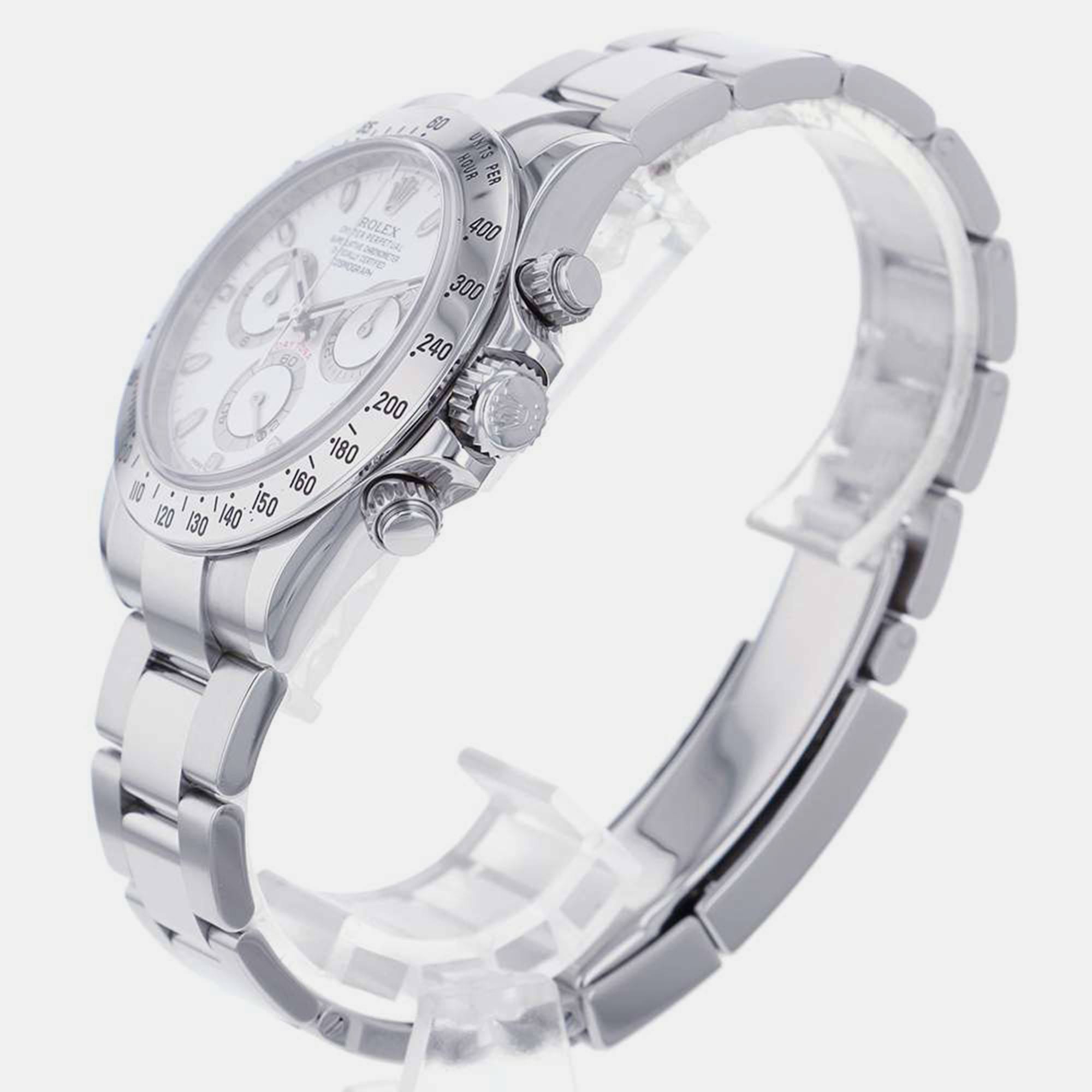 

Rolex White Stainless Steel Cosmograph Daytona 116520 Automatic Men's Wristwatch 40 mm