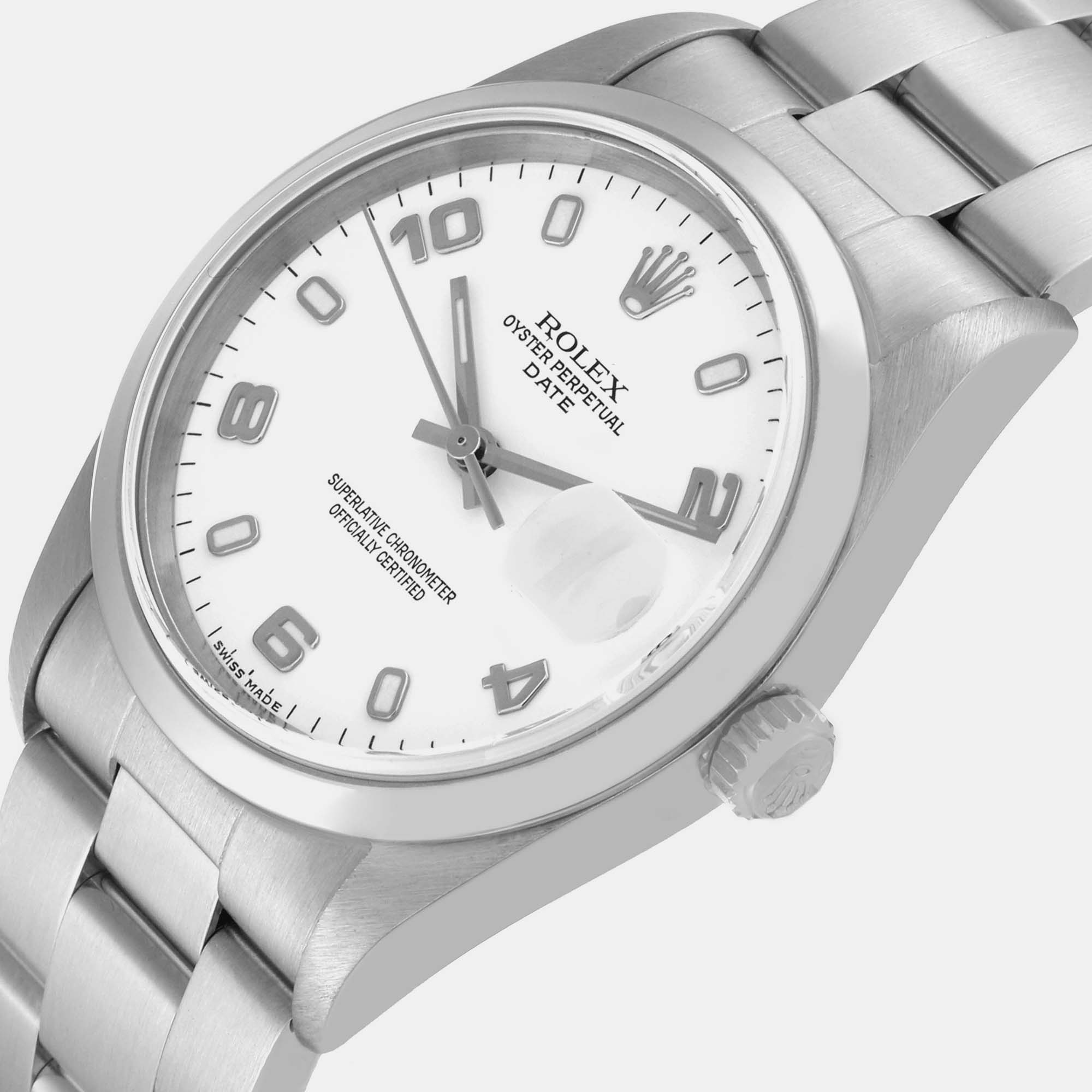 

Rolex Date White Dial Oyster Bracelet Steel Men's Watch 15200 34 mm