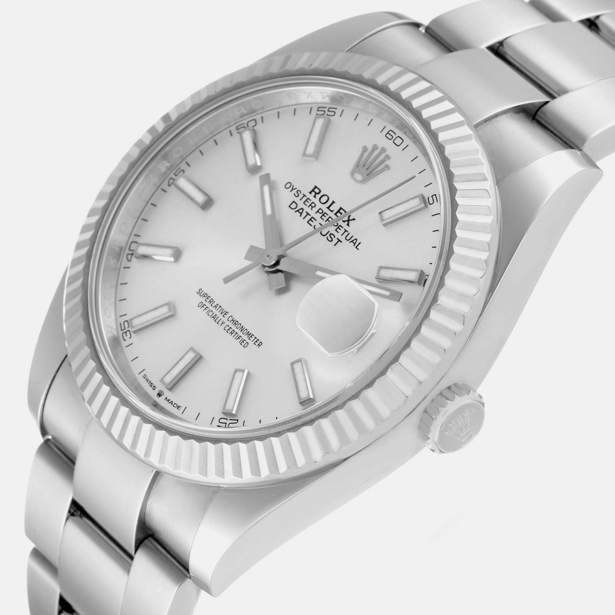 

Rolex Datejust 41 Steel White Gold Silver Dial Men's Watch 126334 41 mm