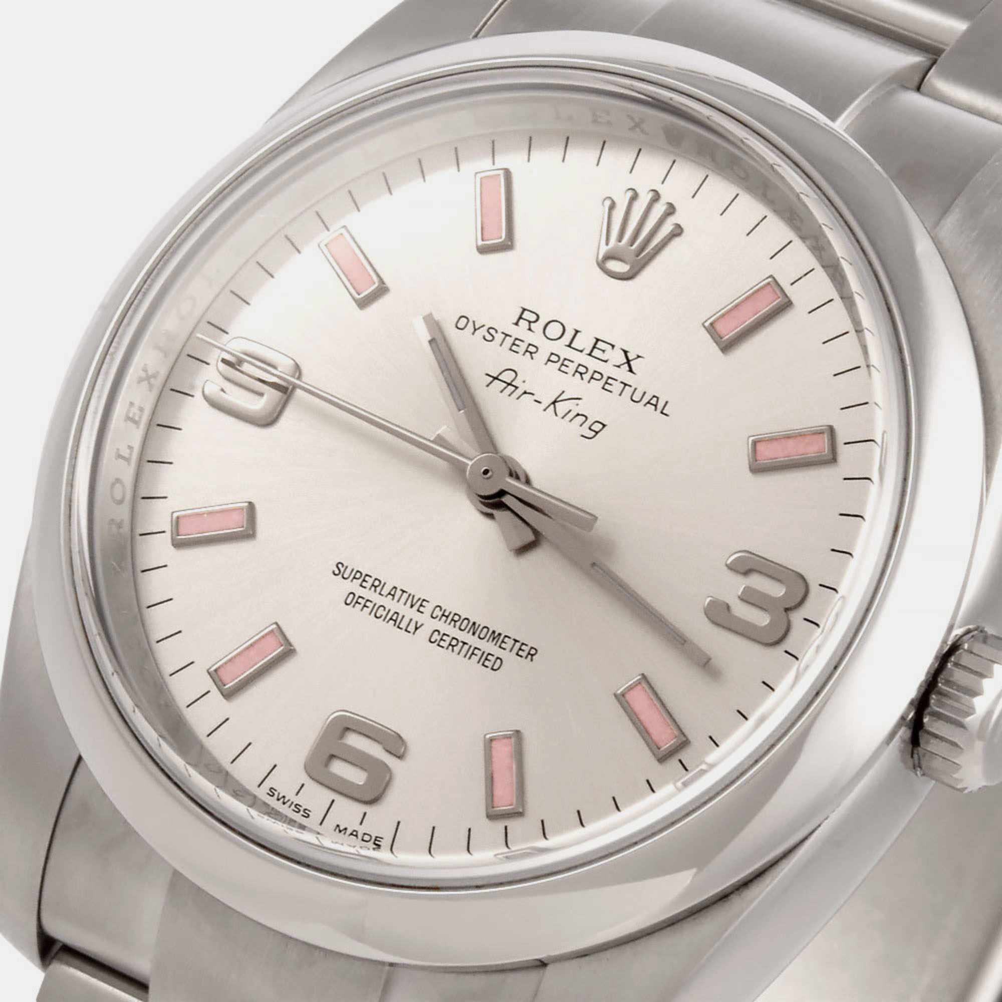 

Rolex Silver Stainless Steel Air-King 114200 Automatic Men's Wristwatch 34 mm