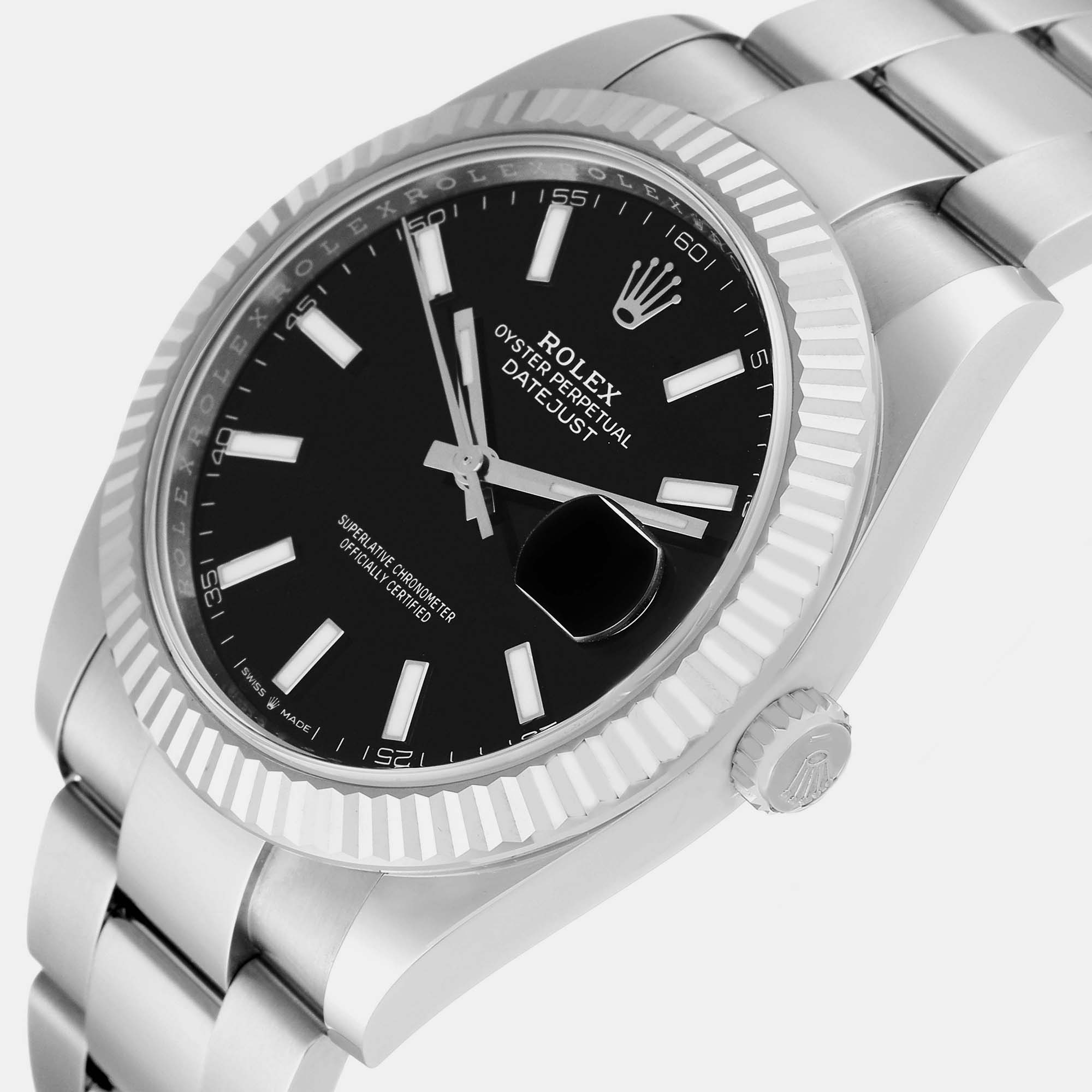 

Rolex Datejust 41 Steel White Gold Black Dial Men's Watch 126334 41 mm