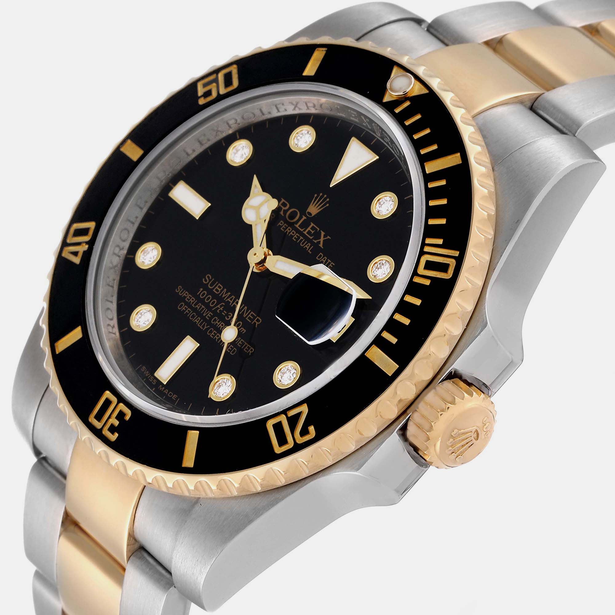 

Rolex Submariner Steel Yellow Gold Black Diamond Dial Men's Watch 116613 40 mm