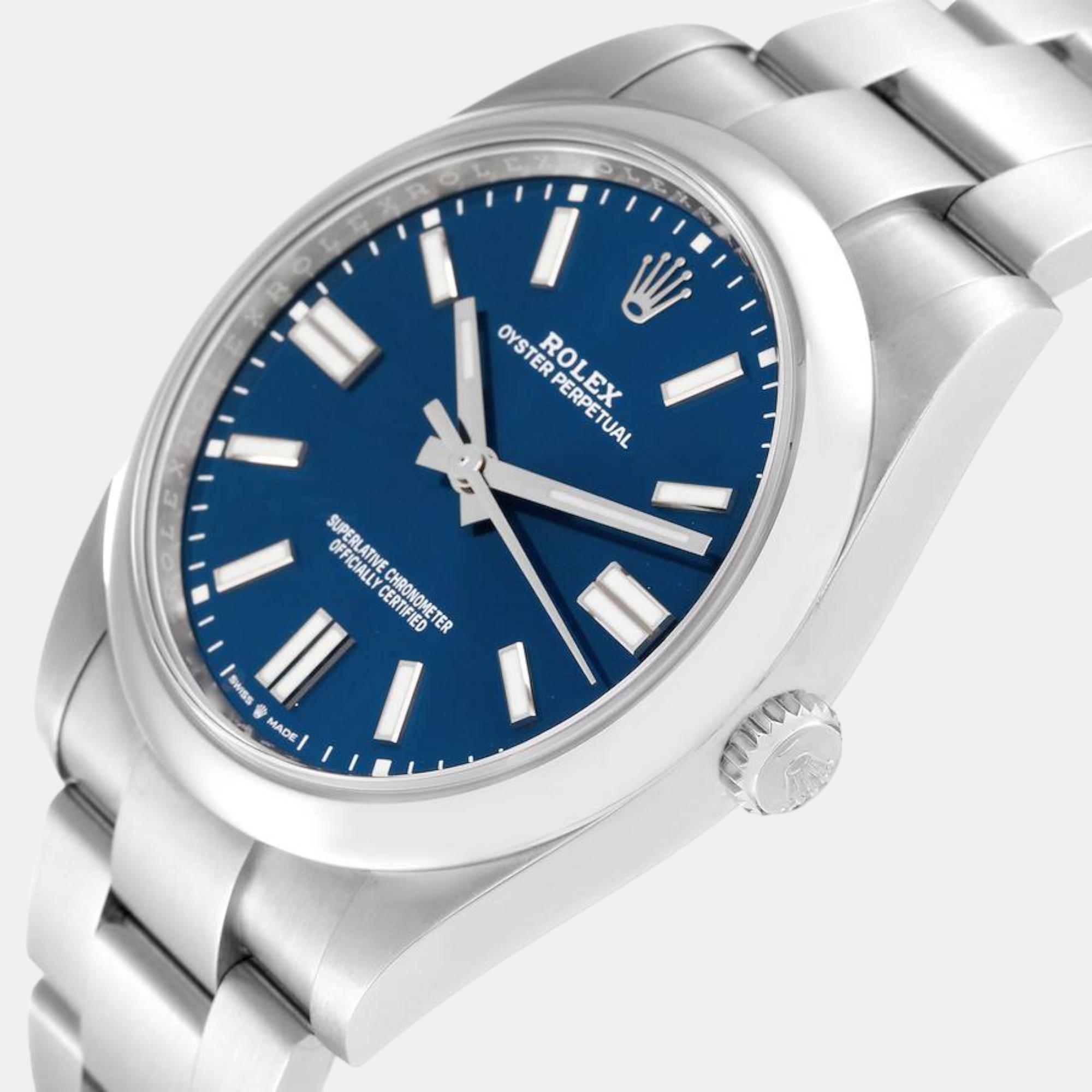 

Rolex Oyster Perpetual  Blue Dial Steel Mens Watch 124300