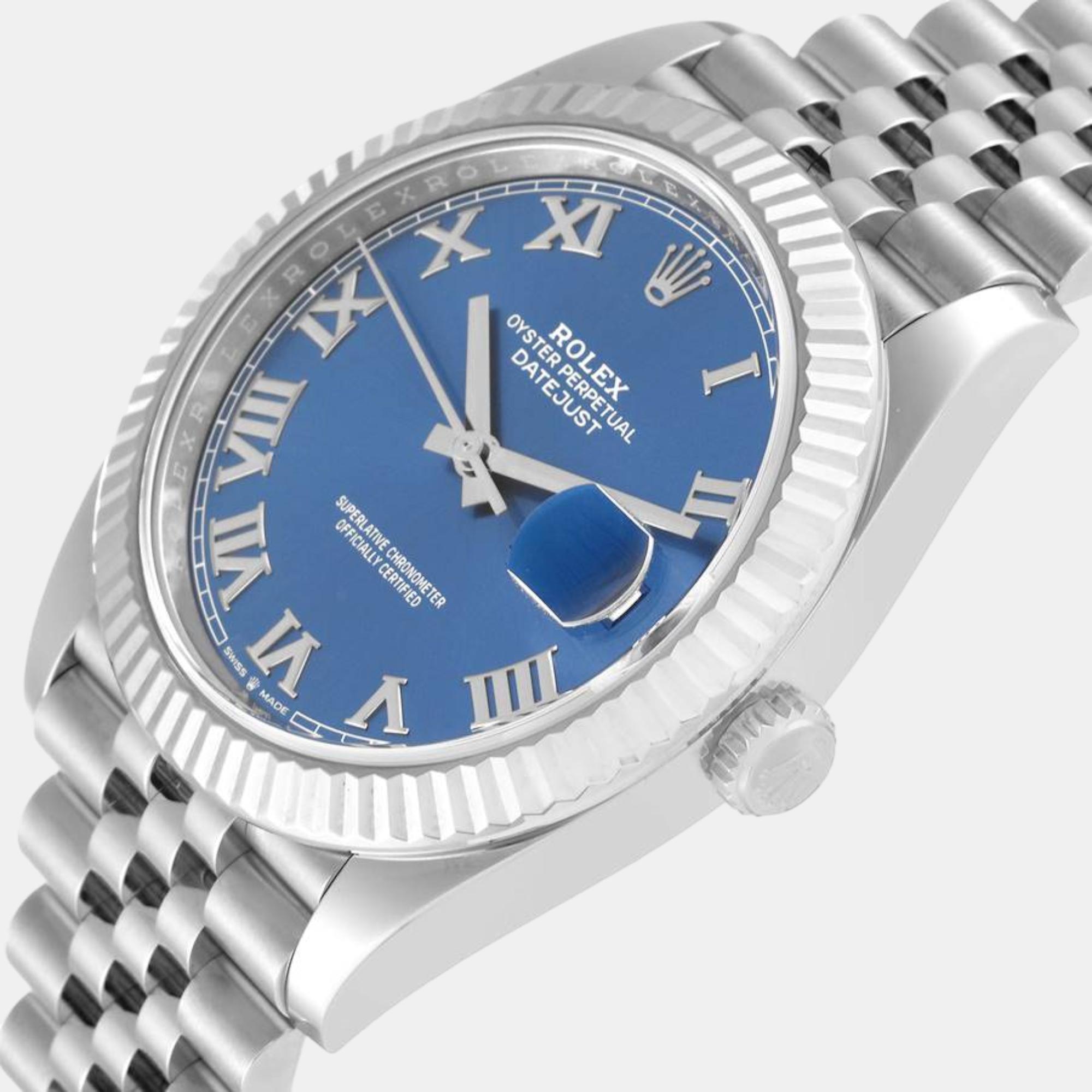 

Rolex Datejust 41 Steel White Gold Blue Roman Dial Mens Watch 126334