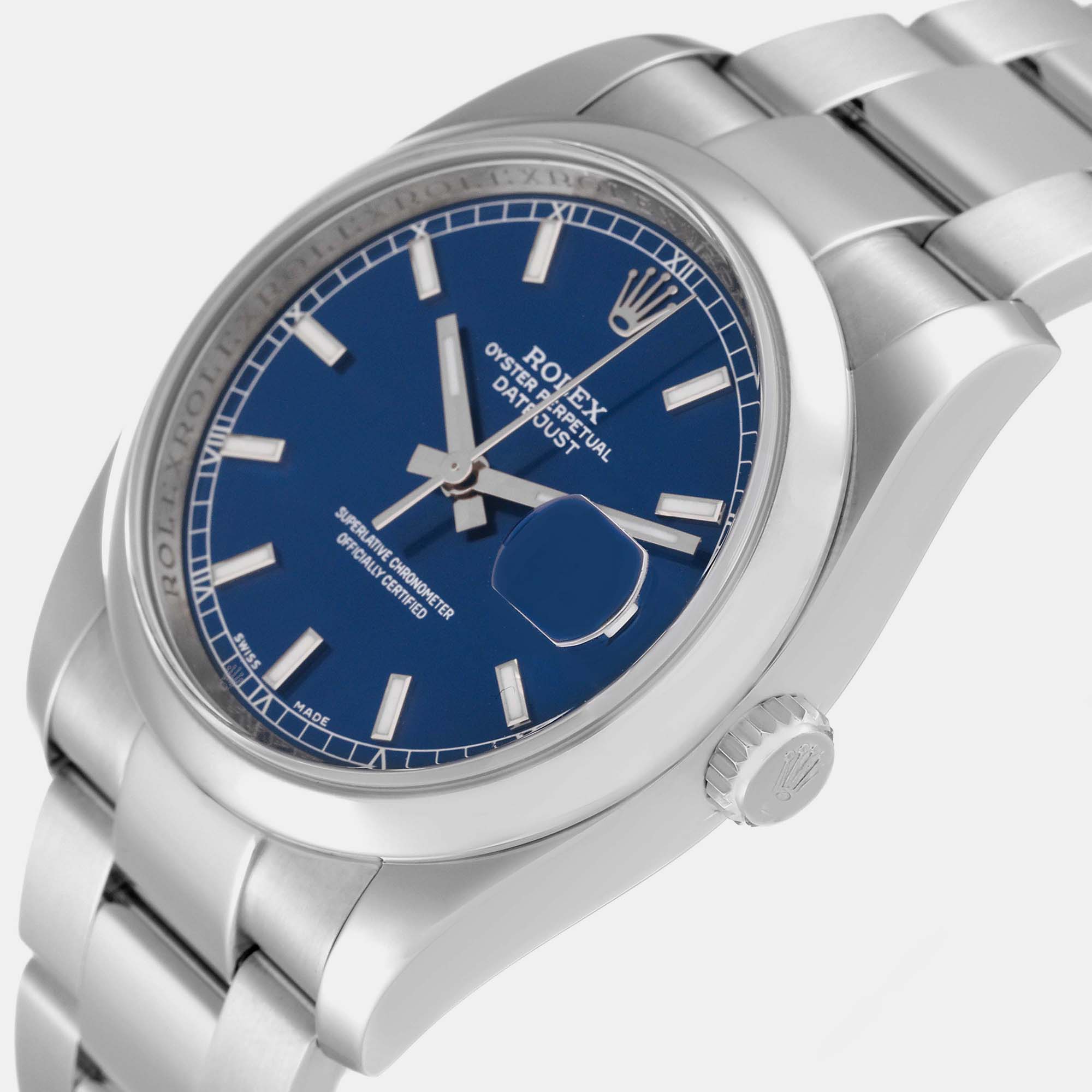 

Rolex Datejust Blue Dial Oyster Bracelet Steel Men's Watch 116200 36 mm
