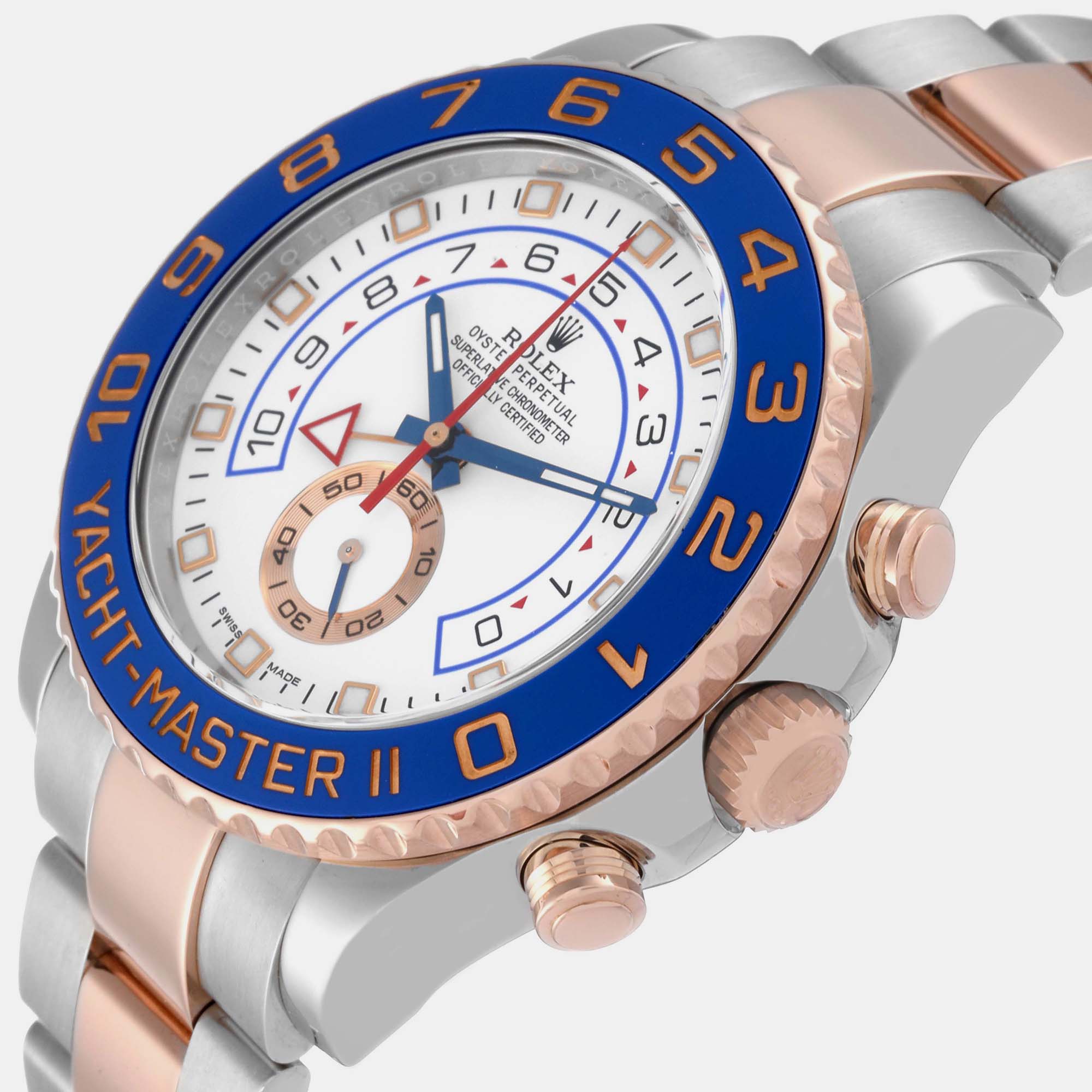 

Rolex Yachtmaster II Steel Rose Gold Men's Watch 116681 44 mm, White
