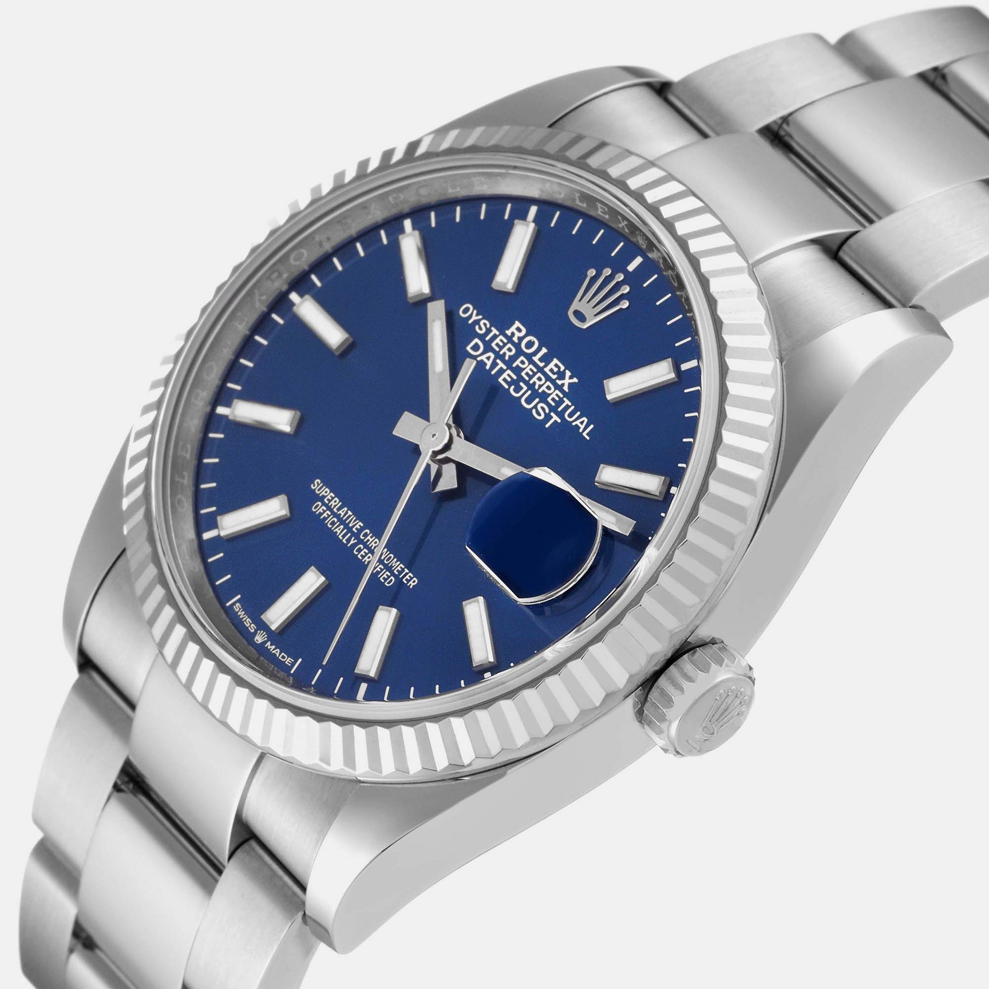 

Rolex Datejust Steel White Gold Blue Dial Mens Watch 126234 36 mm