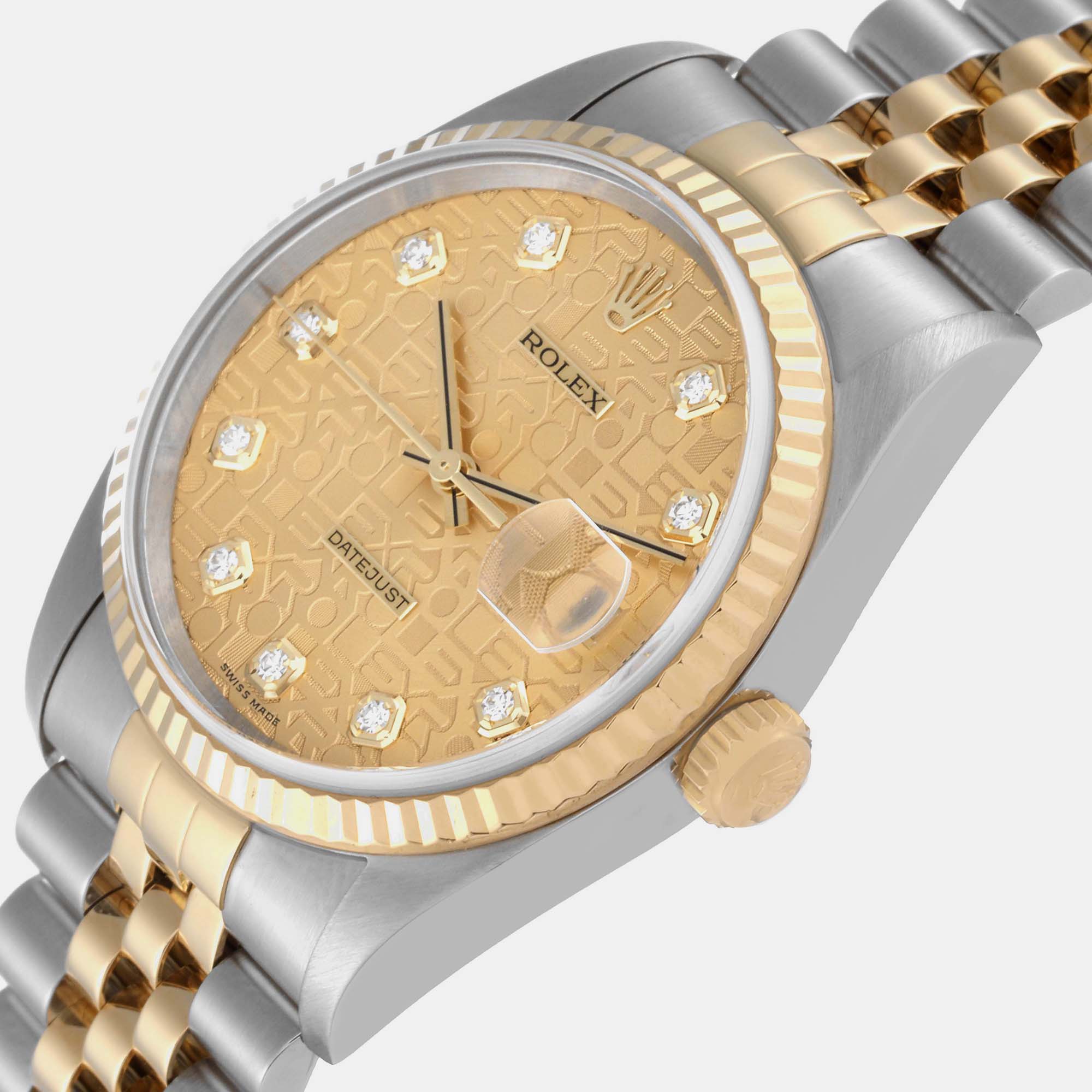 

Rolex Datejust Stainless Steel Yellow Gold Mens Watch 16233 36 mm