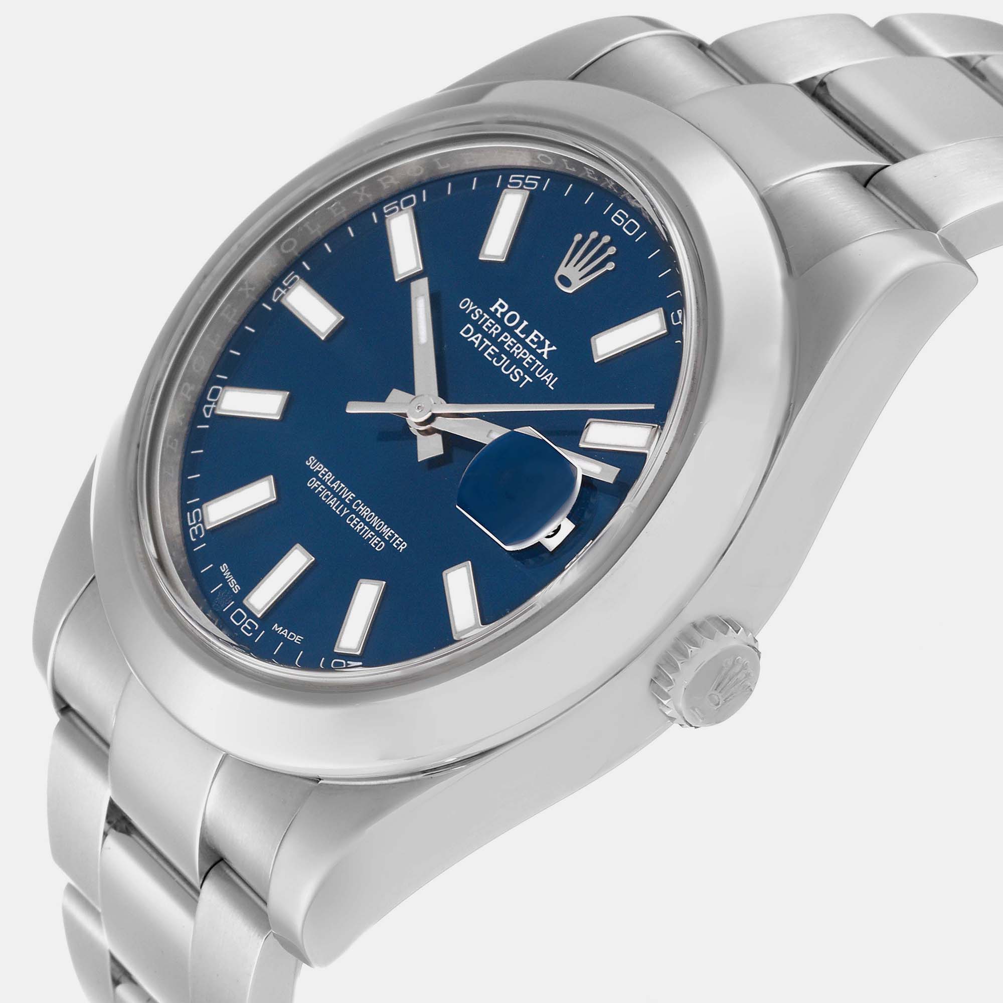 

Rolex Datejust II Blue Baton Dial Oyster Bracelet Steel Men's Watch 116300 41 mm