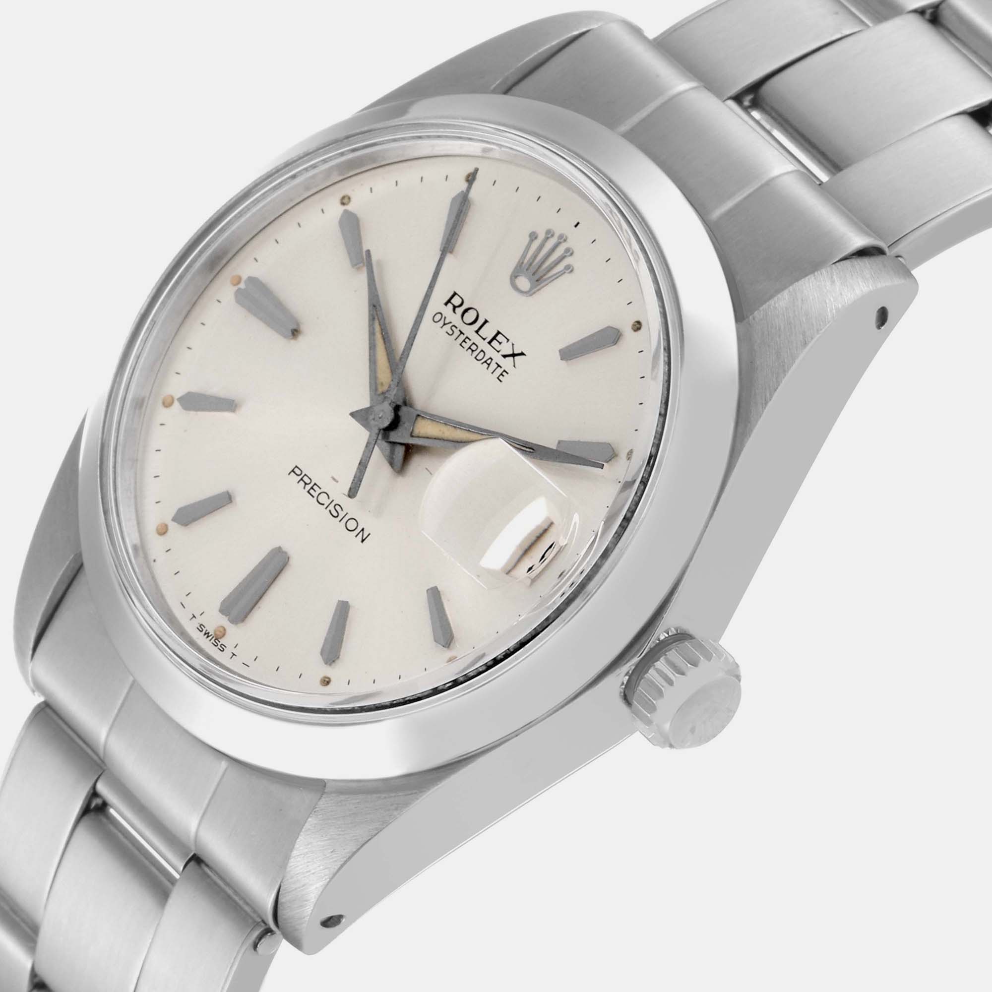 

Rolex OysterDate Precision Silver Dial Steel Vintage Men's Watch 6694 35 mm