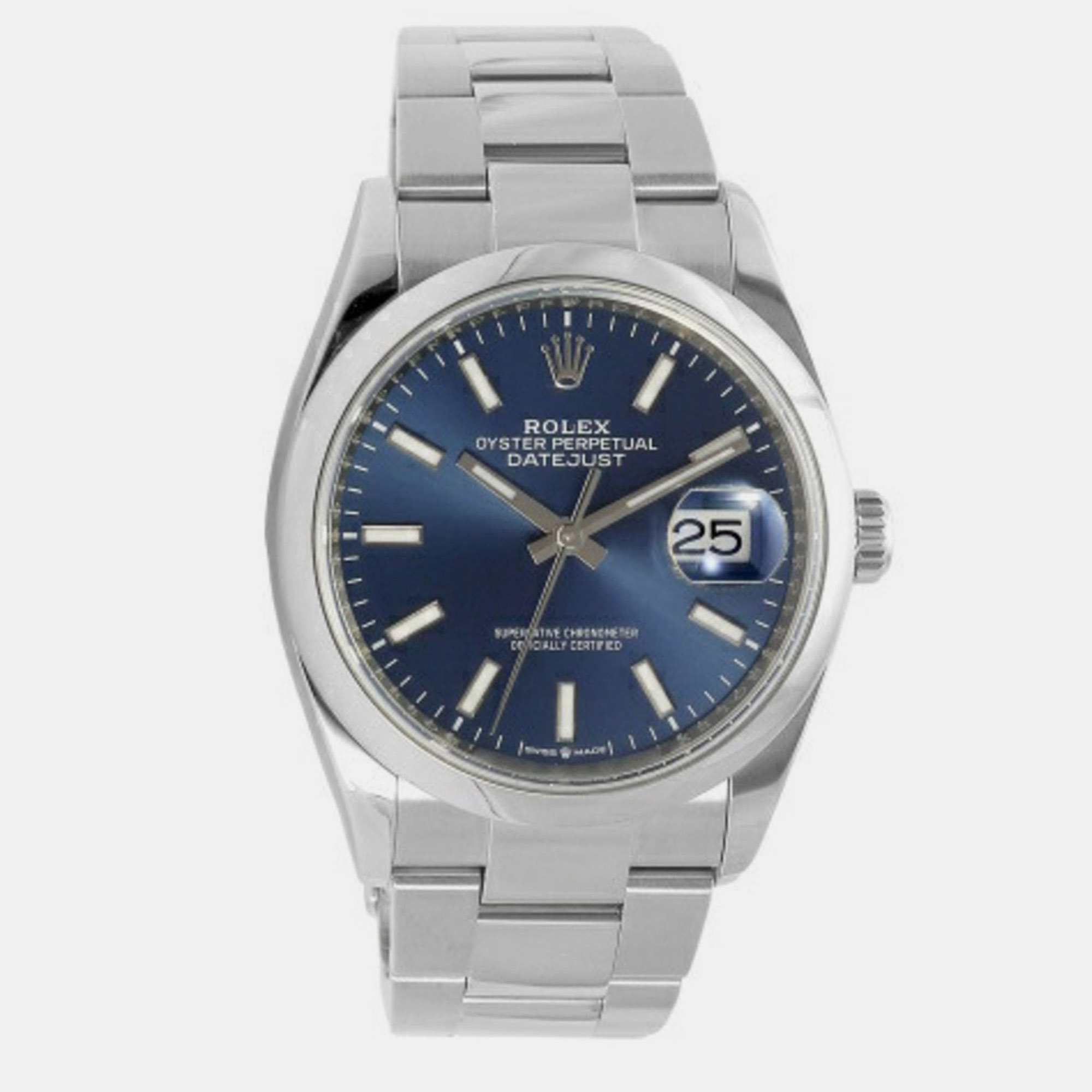 

Rolex Blue Stainless Steel Datejust 126200 Automatic Men's Wristwatch 36 mm