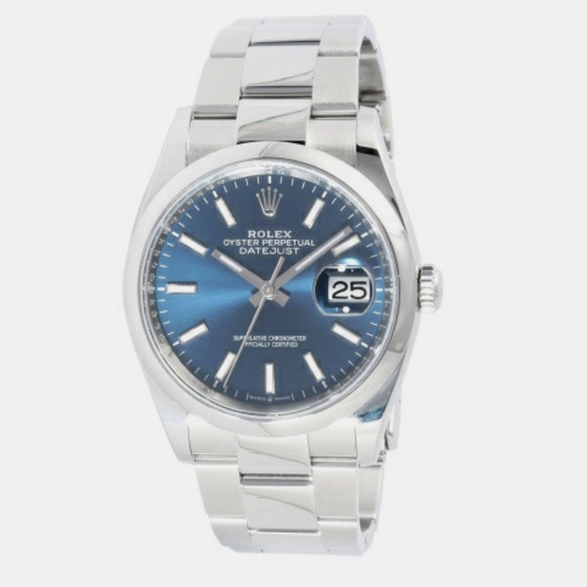 

Rolex Blue Stainless Steel Datejust 126200 Automatic Men's Wristwatch 36 mm