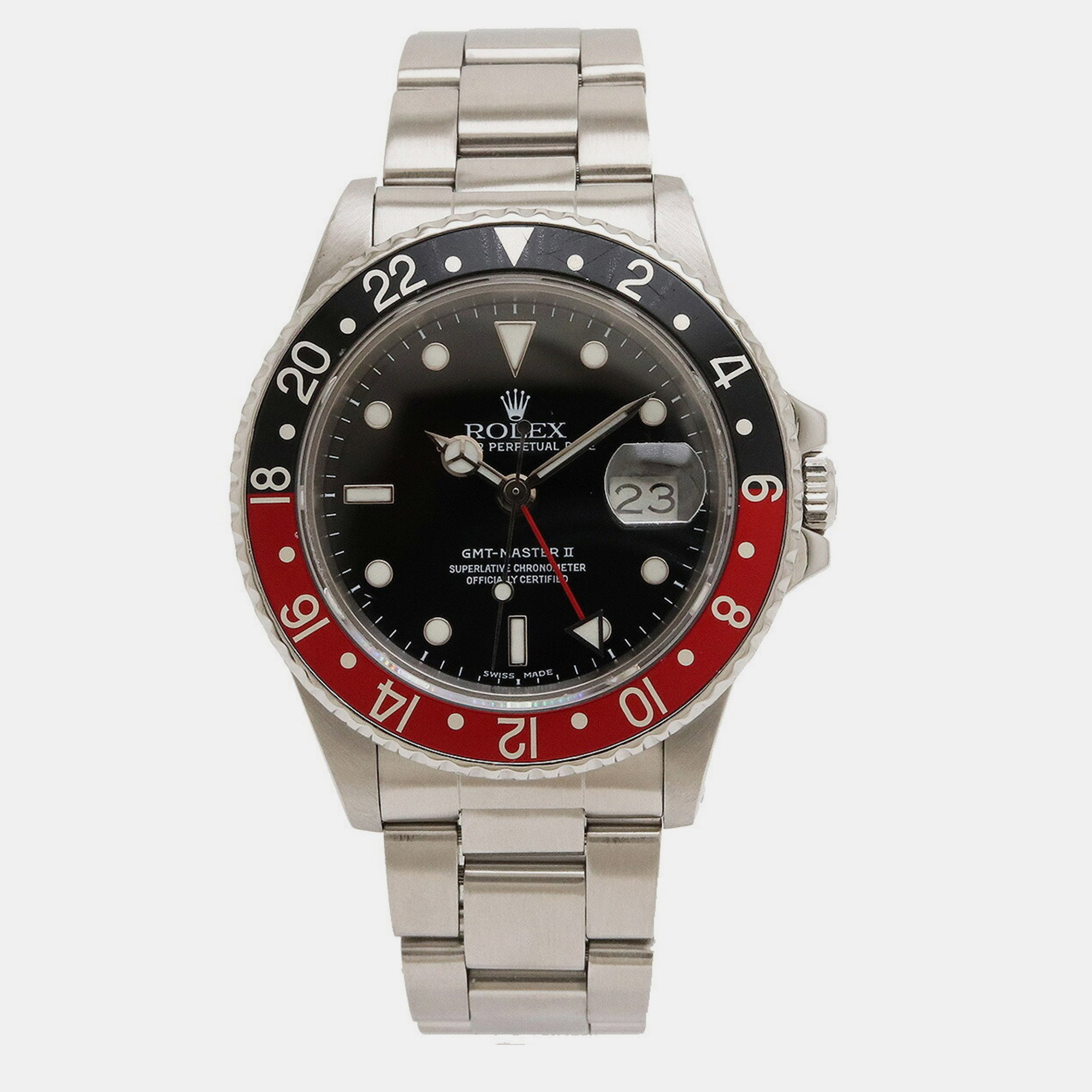 Pre-owned Rolex Black Stainless Steel Gmt-master Ii 16760 Automatic Men's Wristwatch 39 Mm