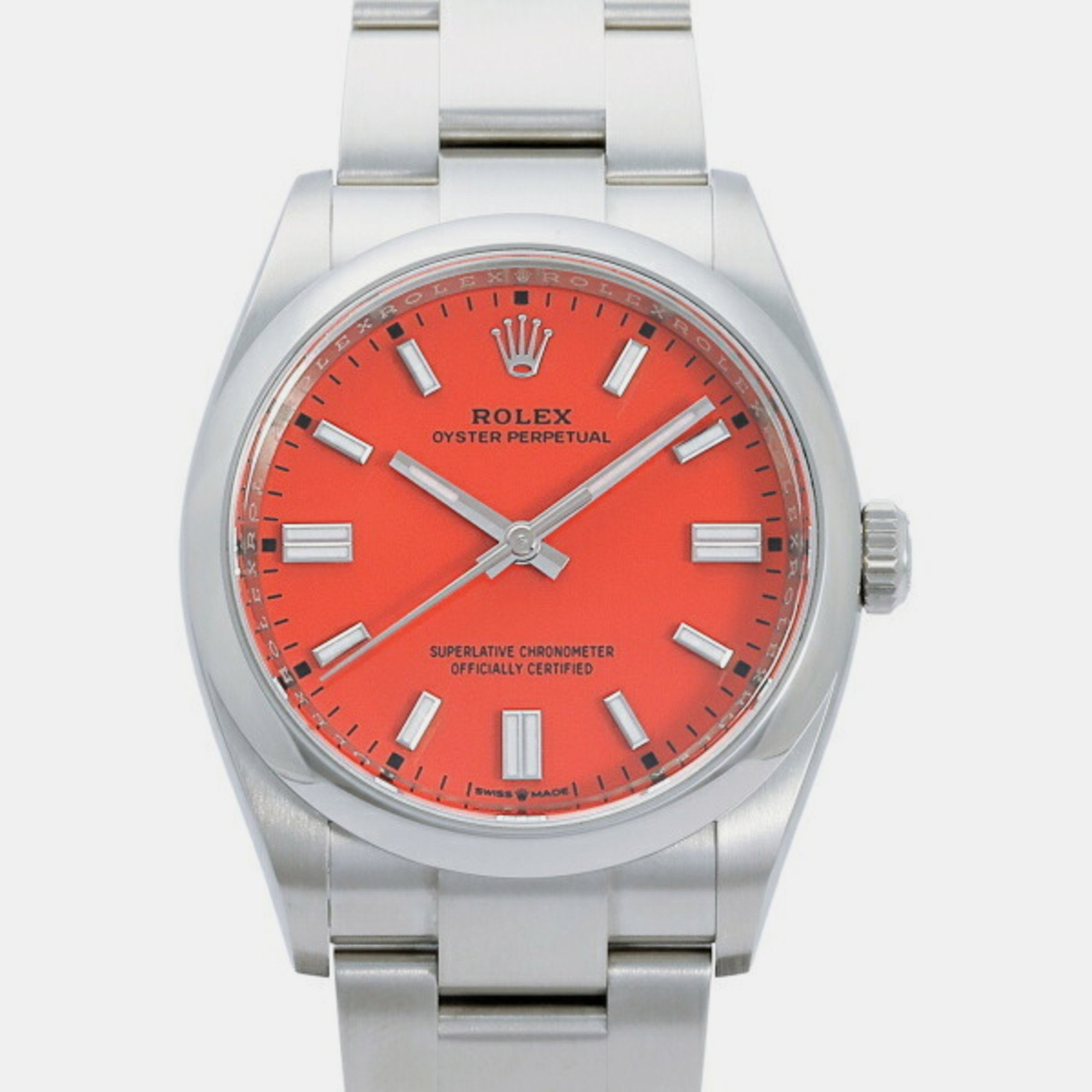 

Rolex Orange Stainless Steel Oyster Perpetual 126000 Automatic Men's Wristwatch 36 mm