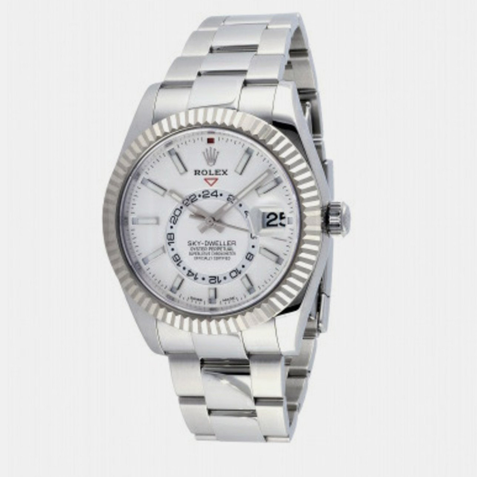 Pre-owned Rolex White 18k White Gold And Stainless Steel Sky-dweller 326934 Automatic Men's Wristwatch 42 Mm