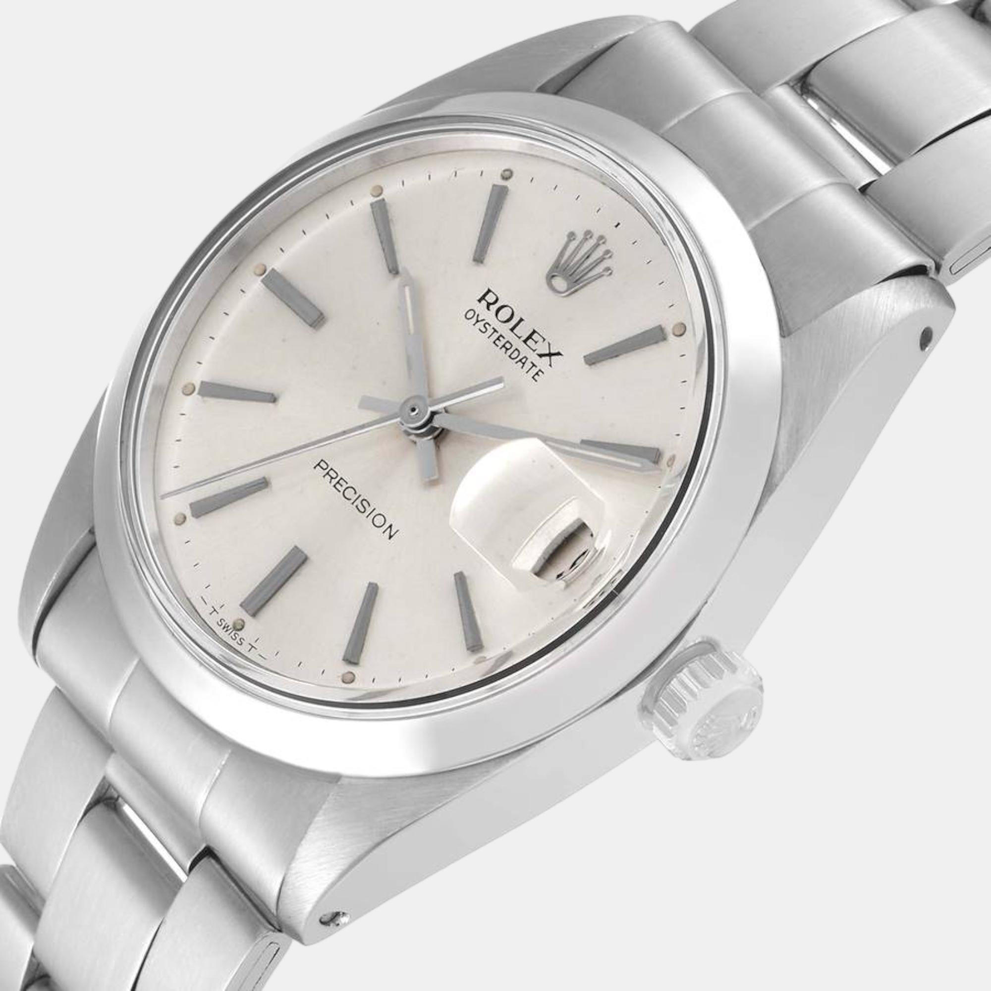 

Rolex OysterDate Precision Silver Dial Steel Vintage Men's Watch 6694 35 mm