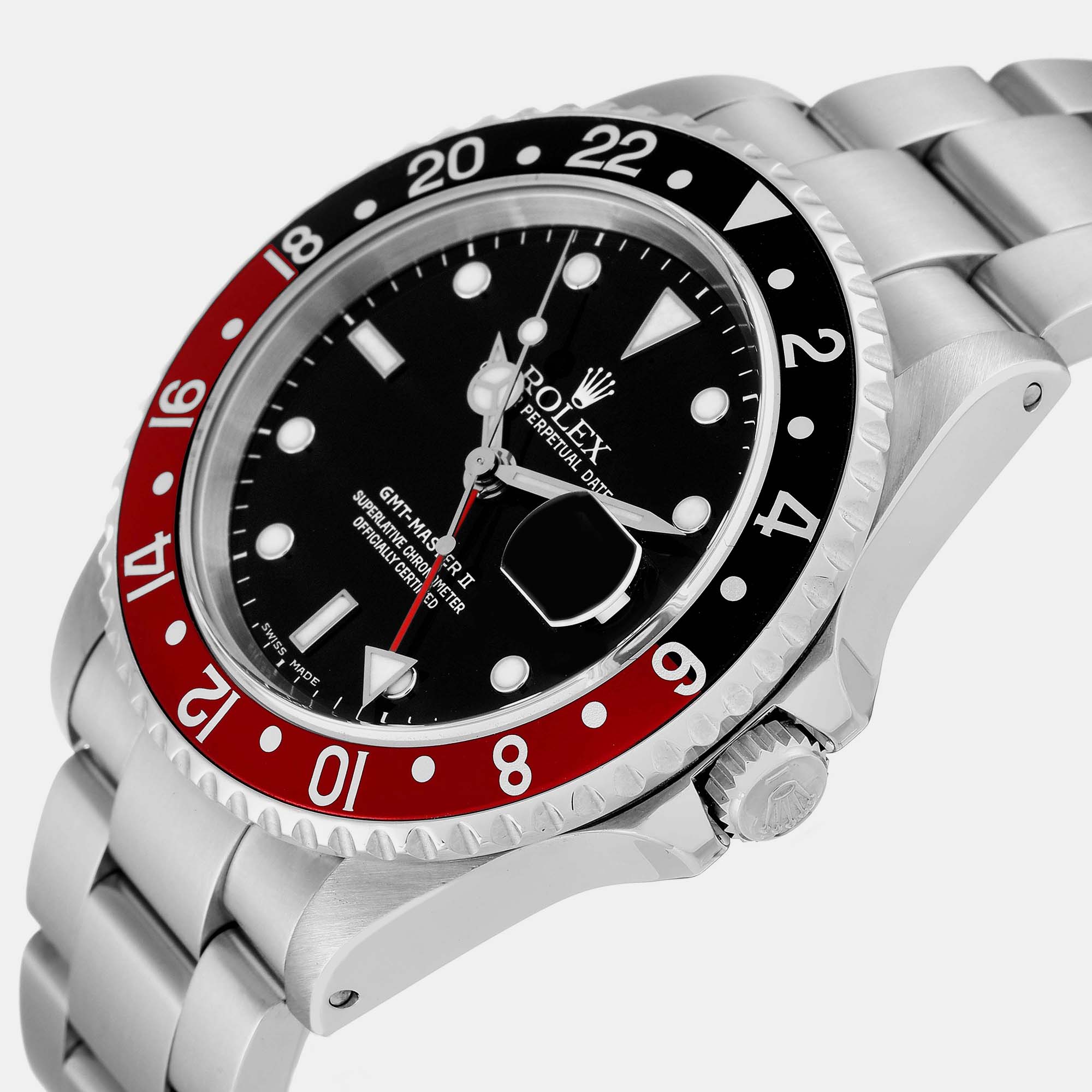 

Rolex GMT Master II Black Red Coke Bezel Steel Mens Watch 16710 40 mm