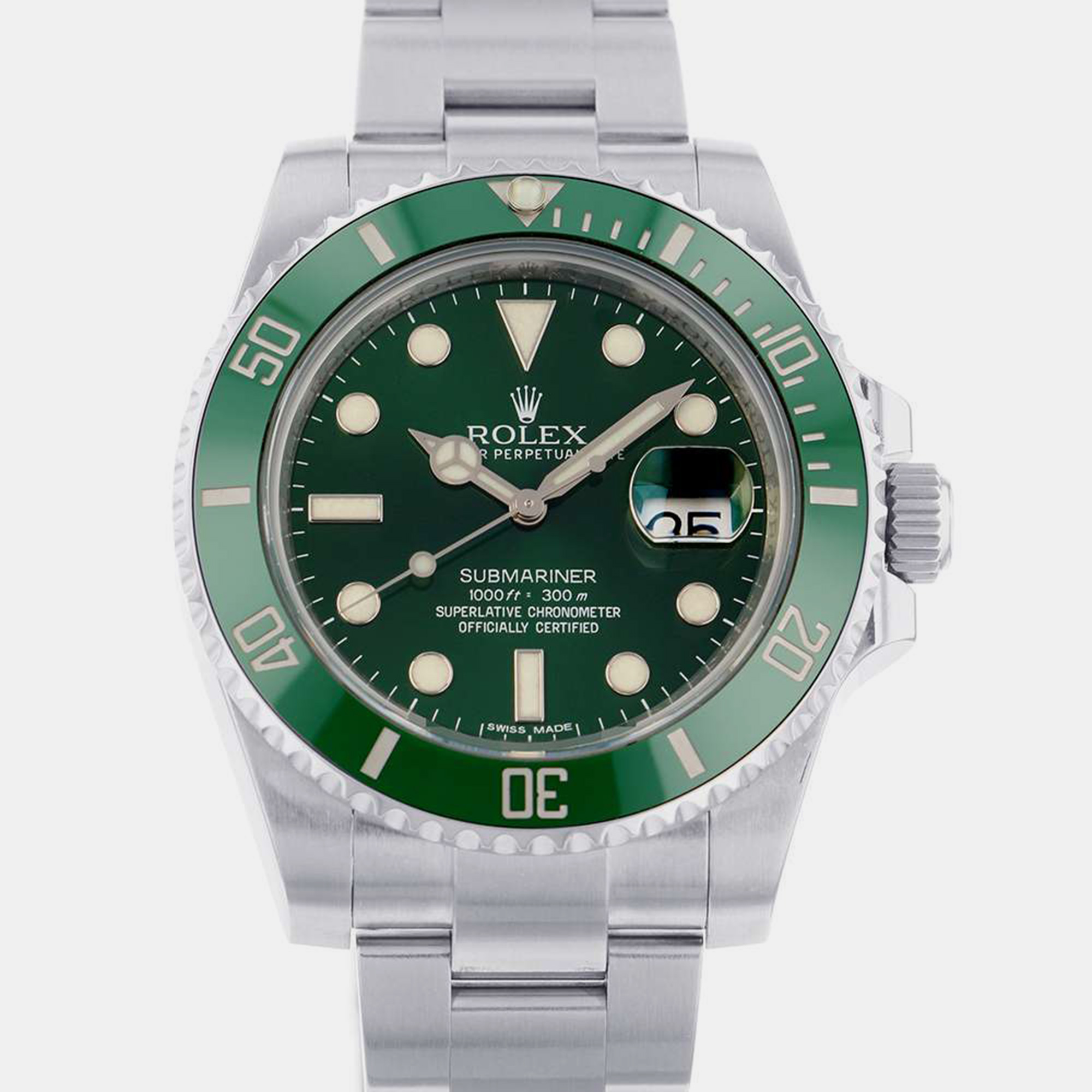 

Rolex Green Stainless Steel Submariner 116610LV Automatic Men's Wristwatch 40 mm