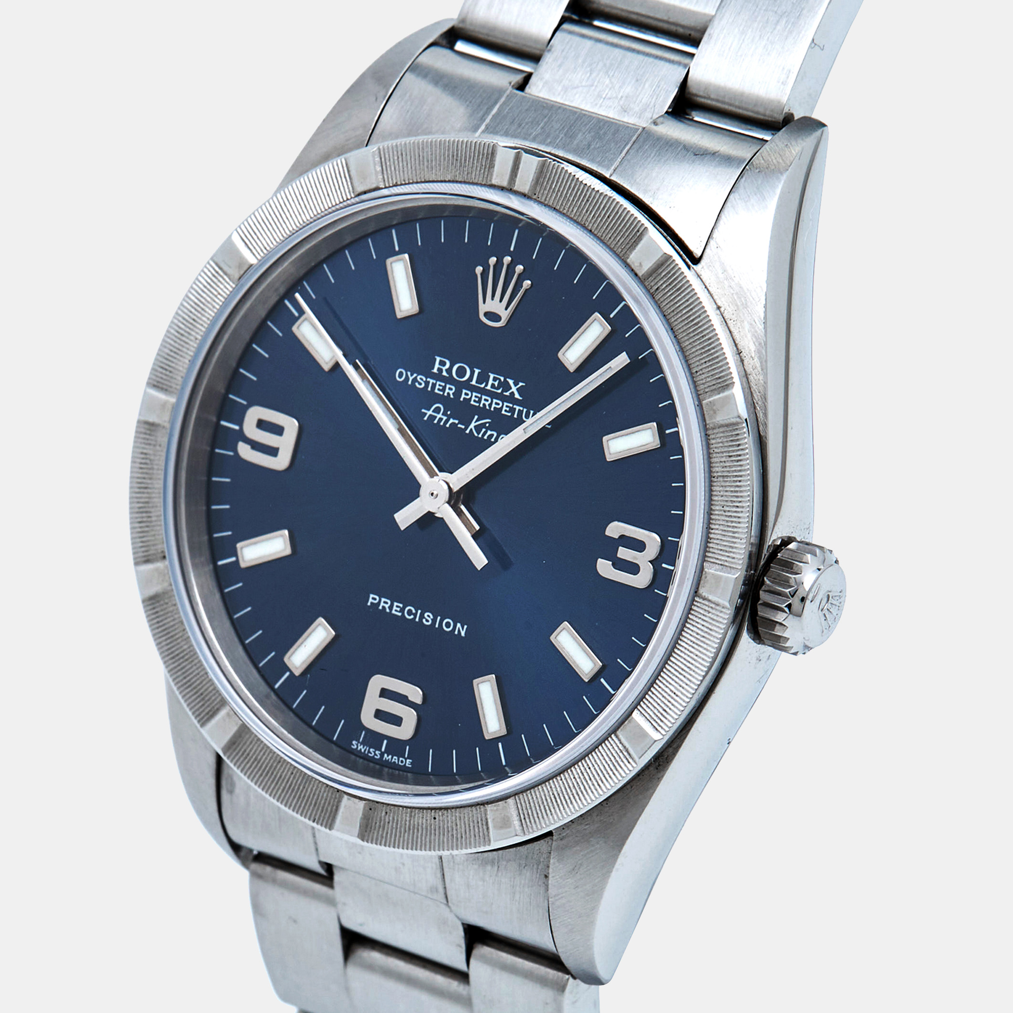 

Rolex Blue Stainless Steel Air-King, Silver