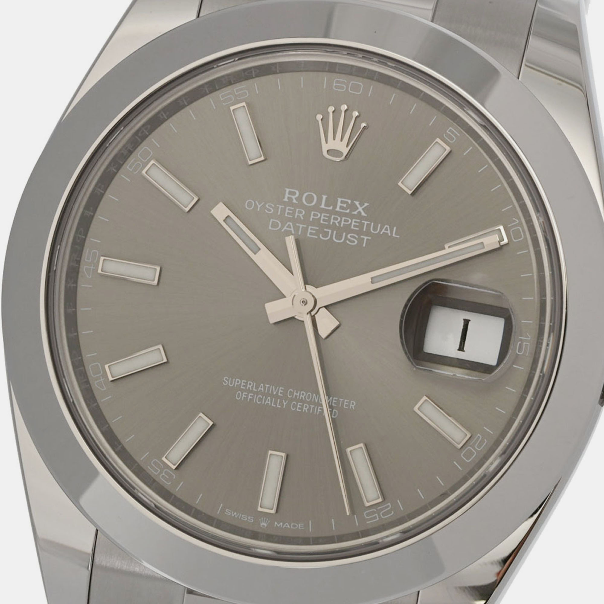

Rolex Grey Stainless Steel Datejust 126300 Automatic Men's Wristwatch 41 mm
