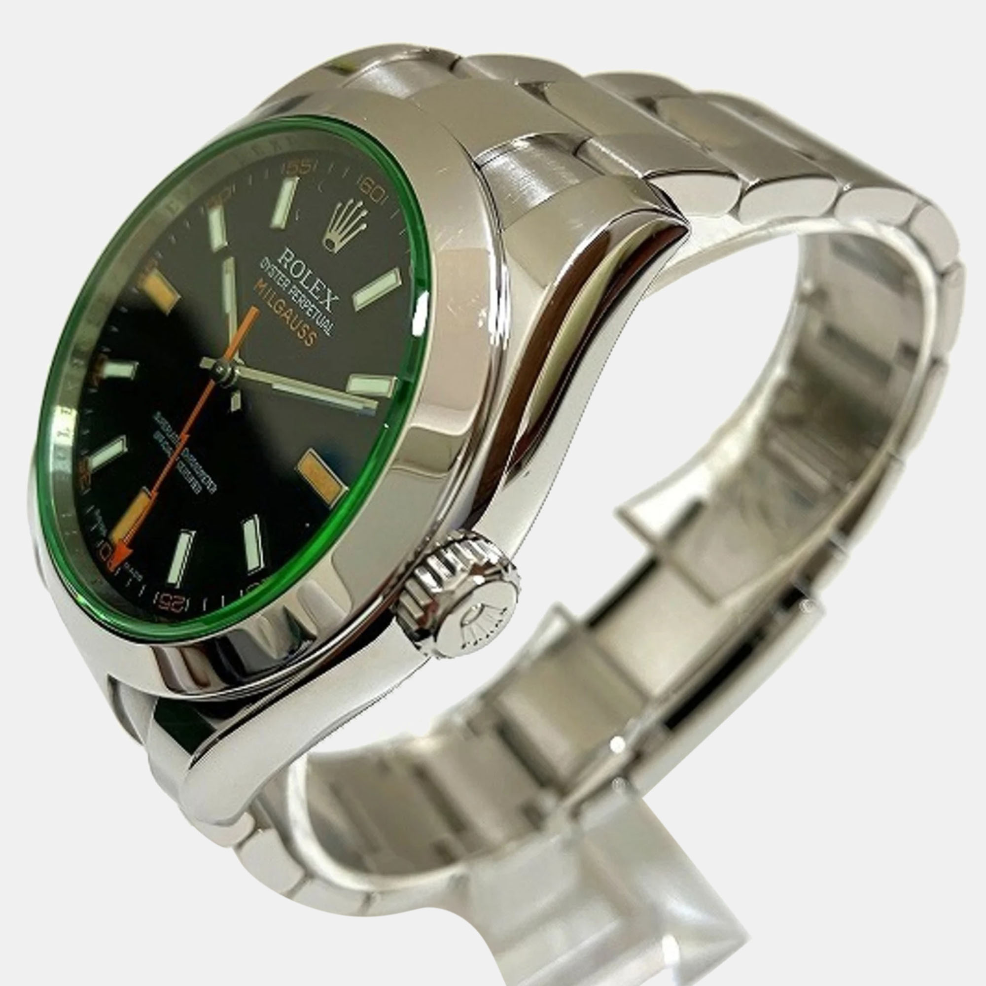 

Rolex Black Stainless Steel Milgauss 116400GV Automatic Men's Wristwatch 40 mm