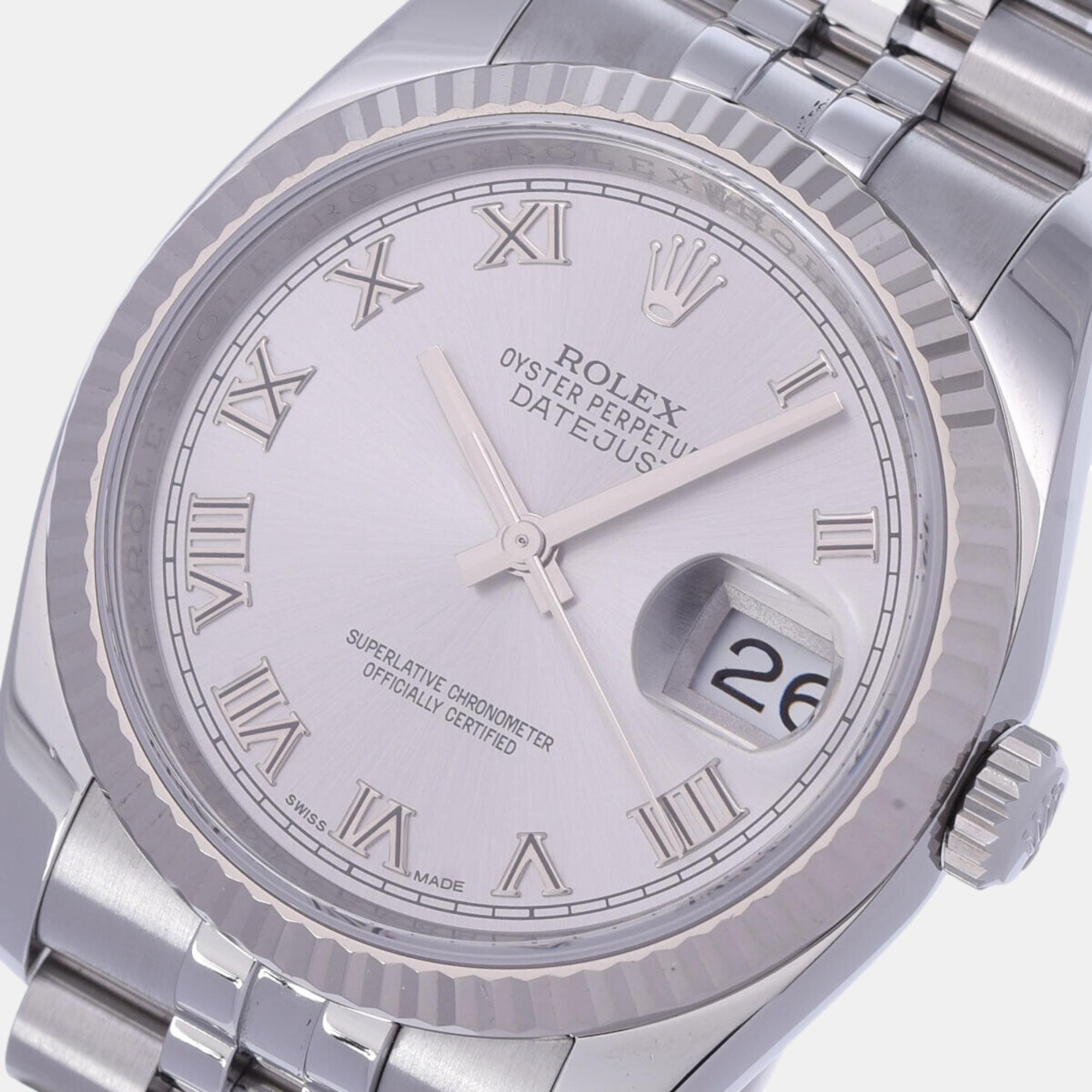 

Rolex White 18k White Gold And Stainless Steel Datejust 116234 Automatic Men's Wristwatch 36 mm