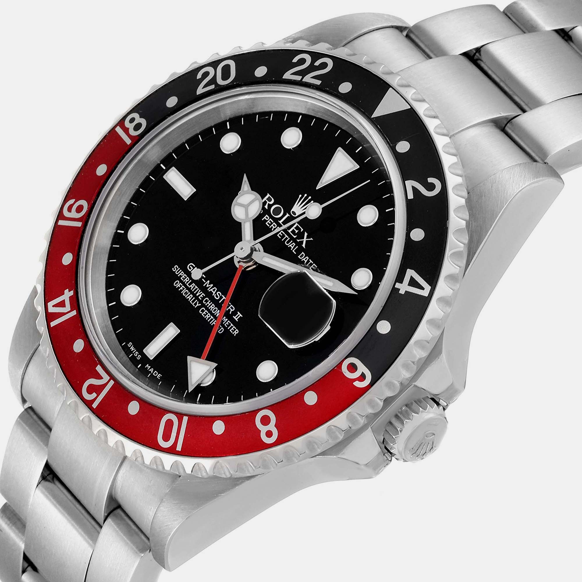 

Rolex GMT Master II Black Red Coke Bezel Steel Mens Watch