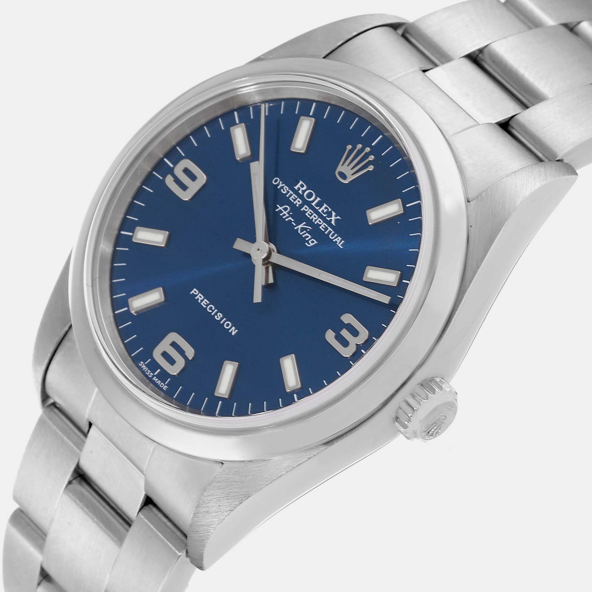 

Rolex Air King Blue Dial Smooth Bezel Steel Men's Watch 14000 34 mm