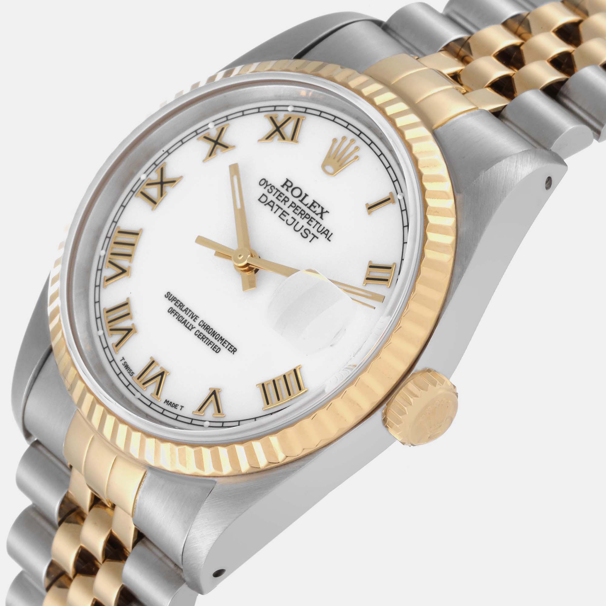 

Rolex Datejust Steel Yellow Gold White Dial Mens Watch 16233 36 mm