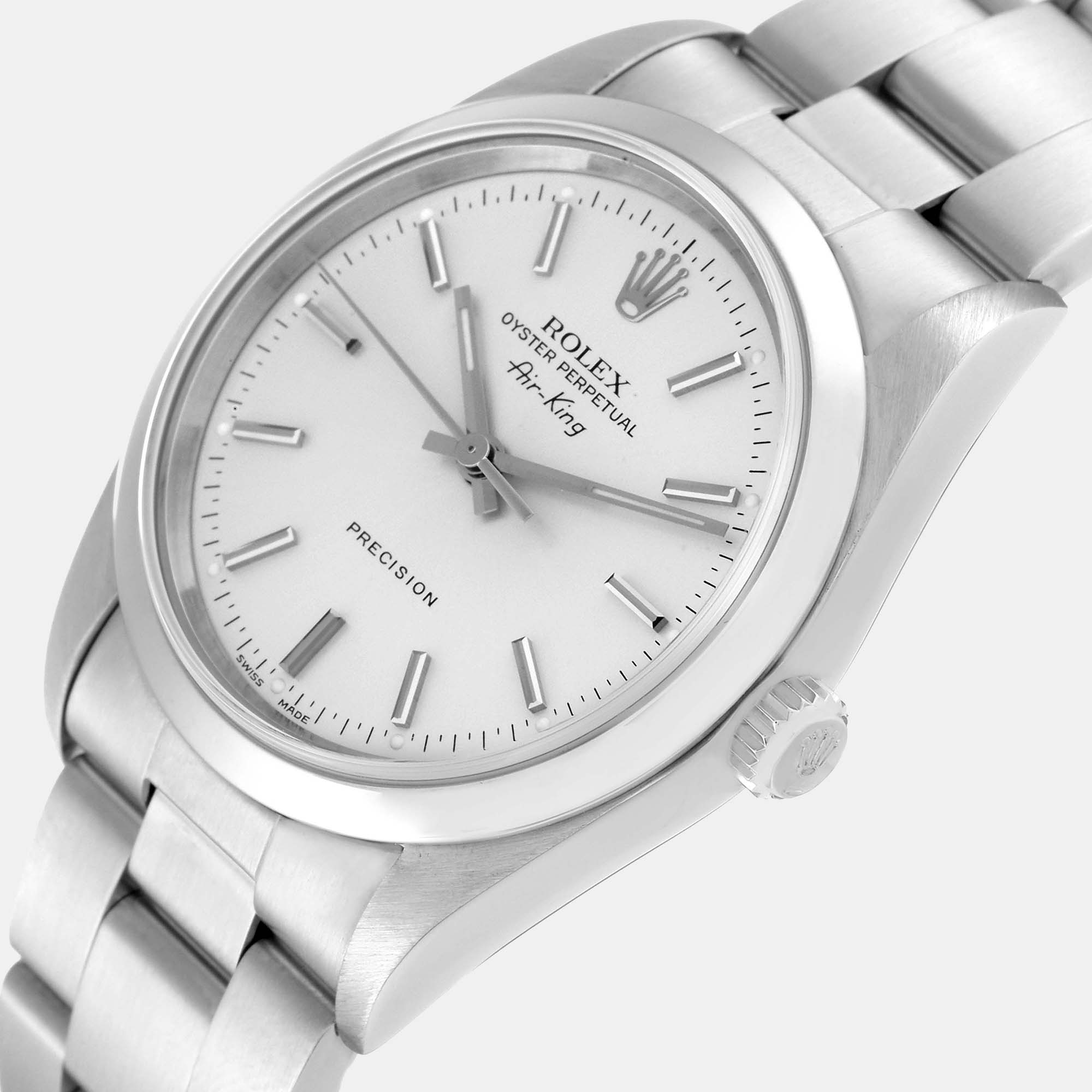 

Rolex Air King Silver Dial Smooth Bezel Steel Men's Watch 14000 34 mm