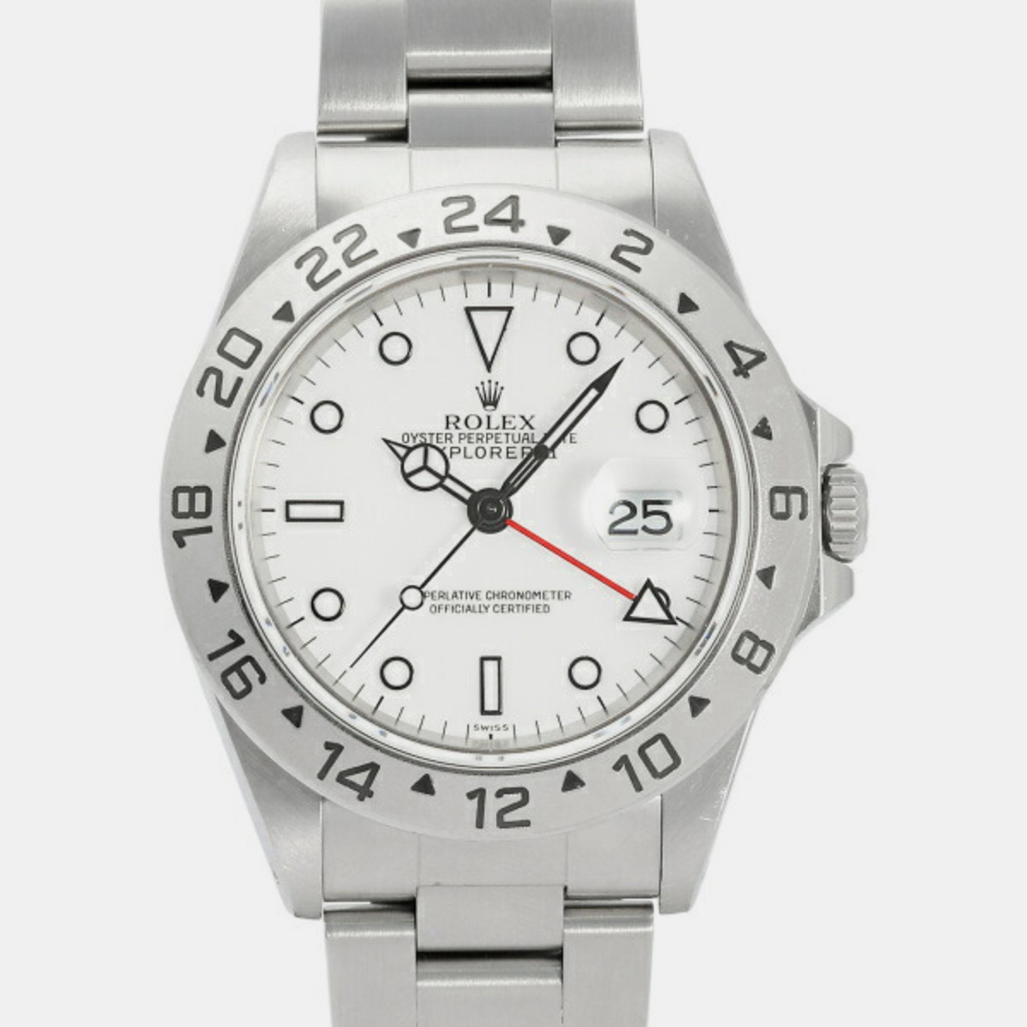 

Rolex White Stainless Steel Explorer II 16570 Automatic Men's Wristwatch 40 mm