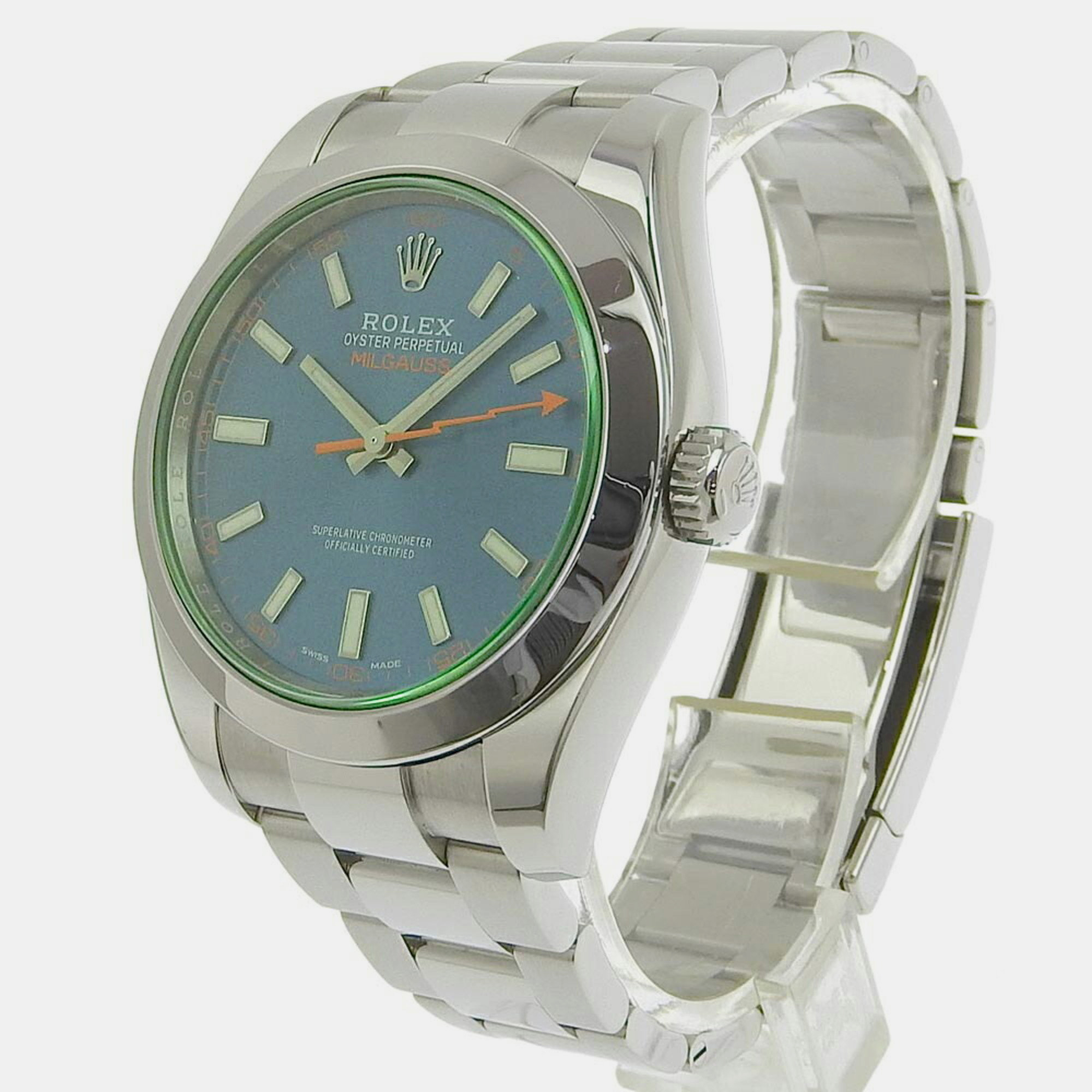 

Rolex Silver Stainless Steel Milgauss 116400GV Automatic Men's Wristwatch 40 mm