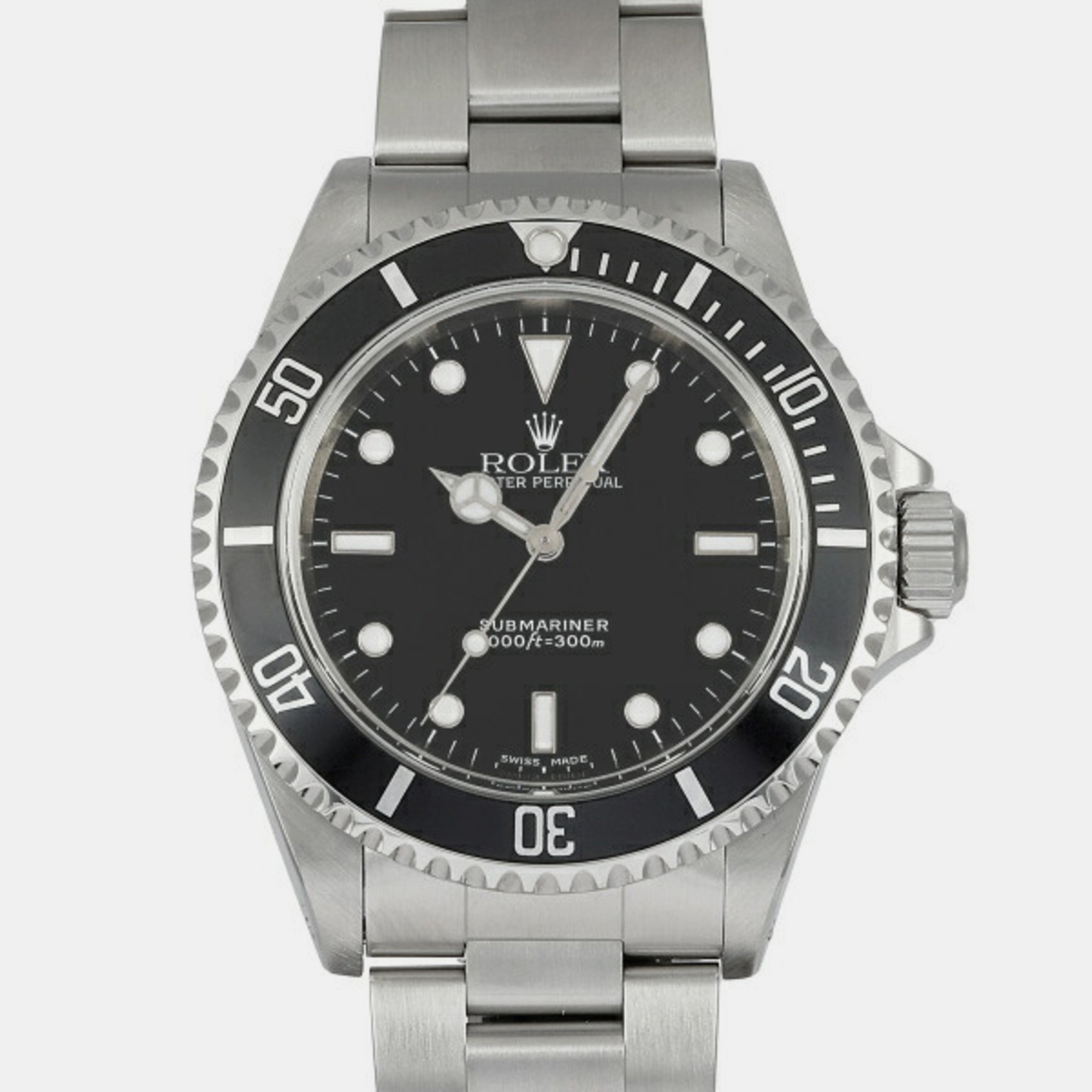 Pre-owned Rolex Black Stainless Steel Submariner 14060m Automatic Men's Wristwatch 40 Mm