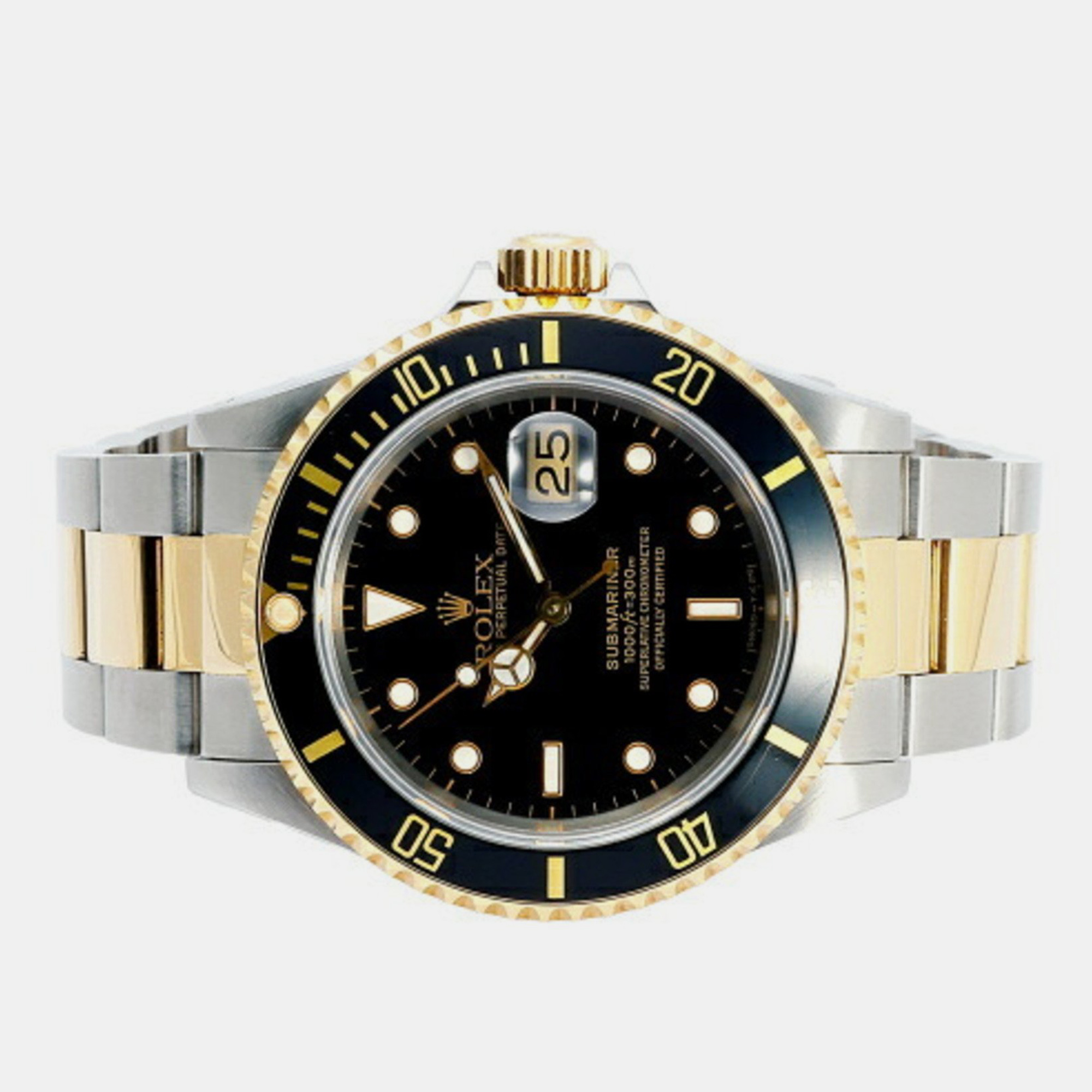 

Rolex Black 18k Yellow Gold And Stainless Steel Submariner 16613 Automatic Men's Wristwatch 40 mm