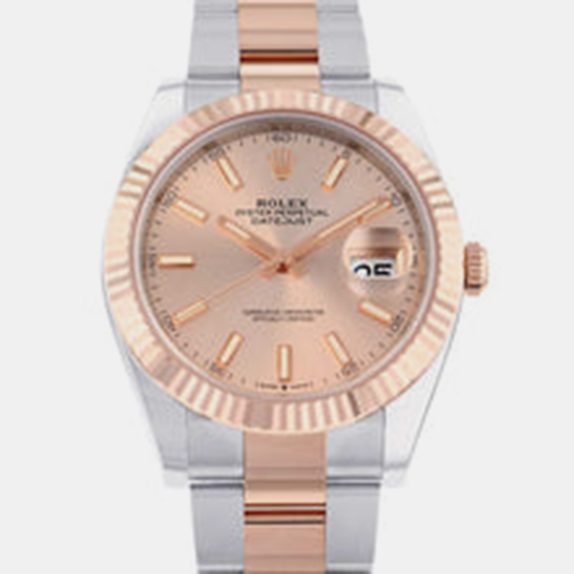 Pre-owned Rolex Pink 18k Rose Gold And Stainless Steel Datejust 126331 Automatic Men's Wristwatch 41 Mm