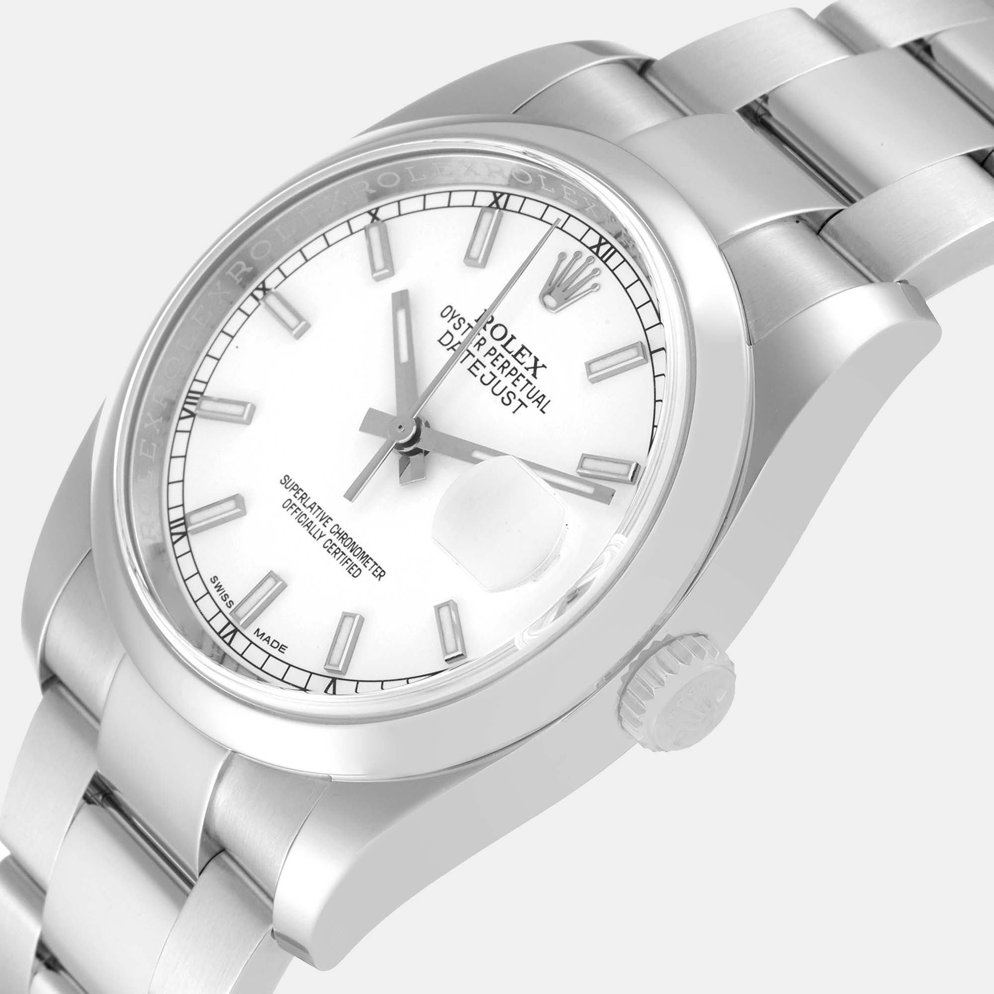 

Rolex Datejust White Dial Oyster Bracelet Steel Men's Watch 116200 36 mm