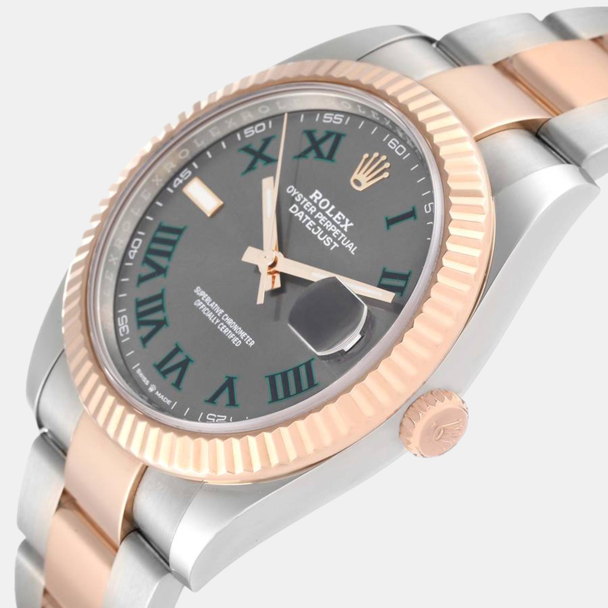 

Rolex Datejust 41 Steel Rose Gold Wimbledon Dial Mens Watch 126331, Grey
