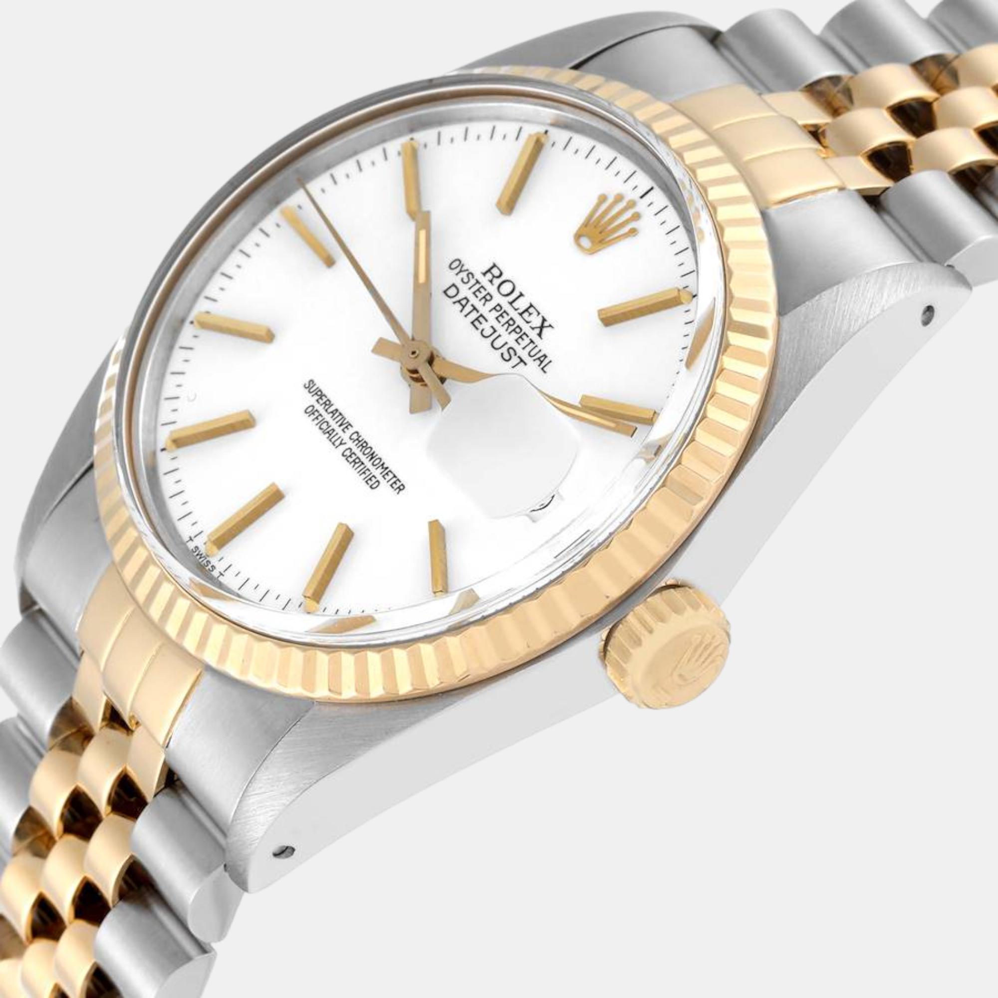 

Rolex Datejust Steel Yellow Gold Vintage Mens Watch 16013, White