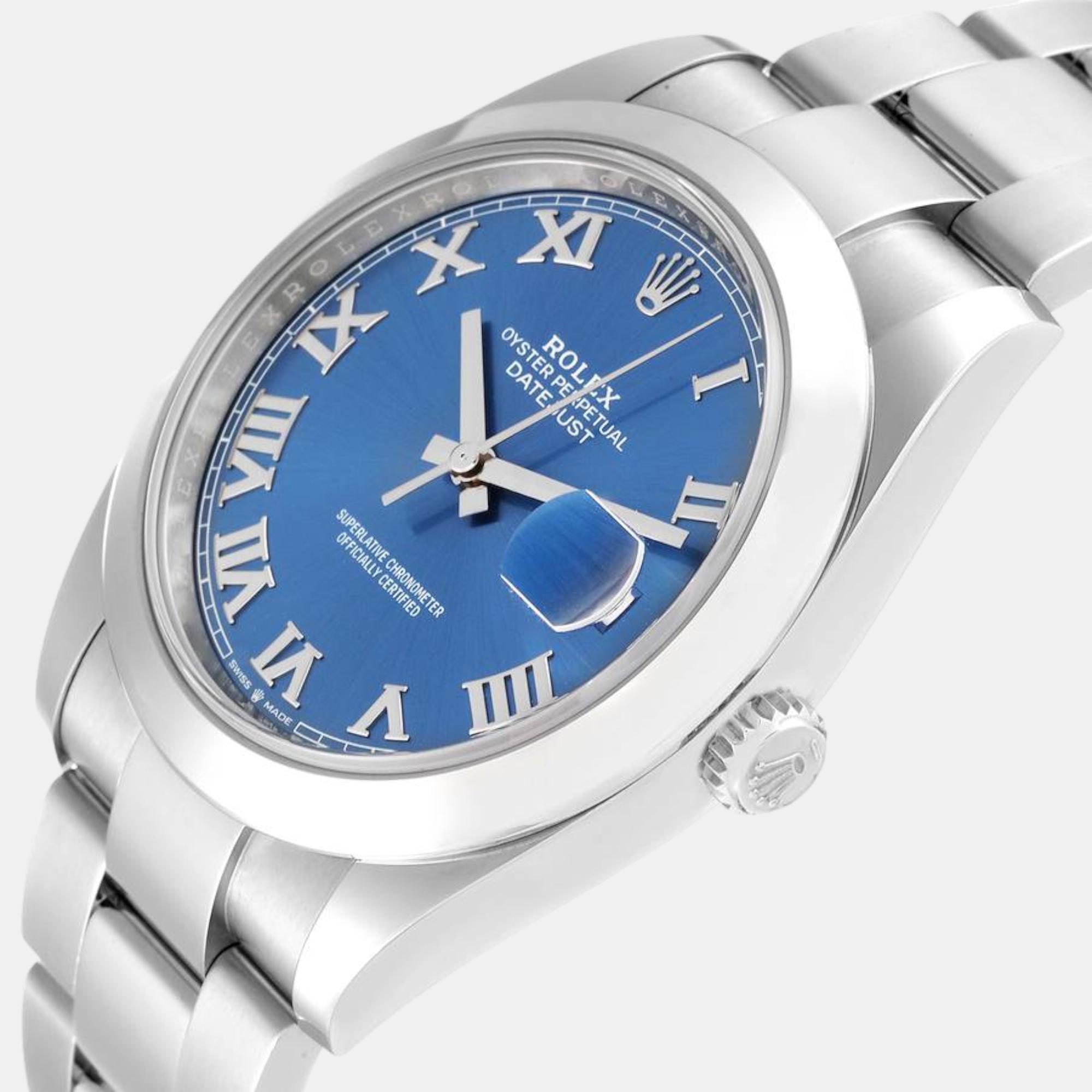 

Rolex Datejust 41 Blue Roman Dial Steel Mens Watch 126300