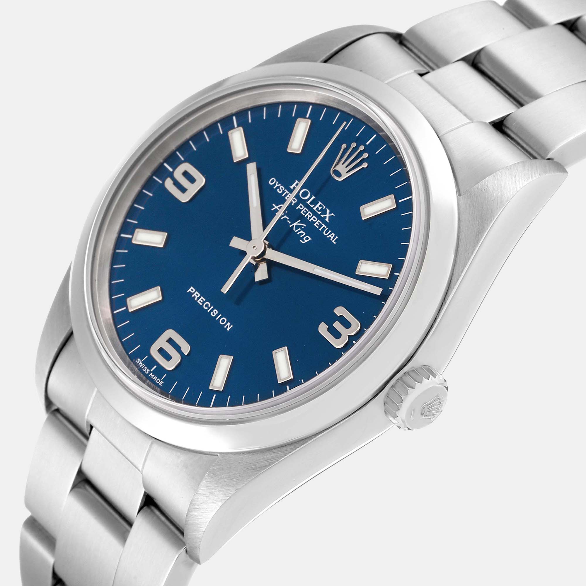 

Rolex Air King  Blue Dial Smooth Bezel Steel Mens Watch 14000