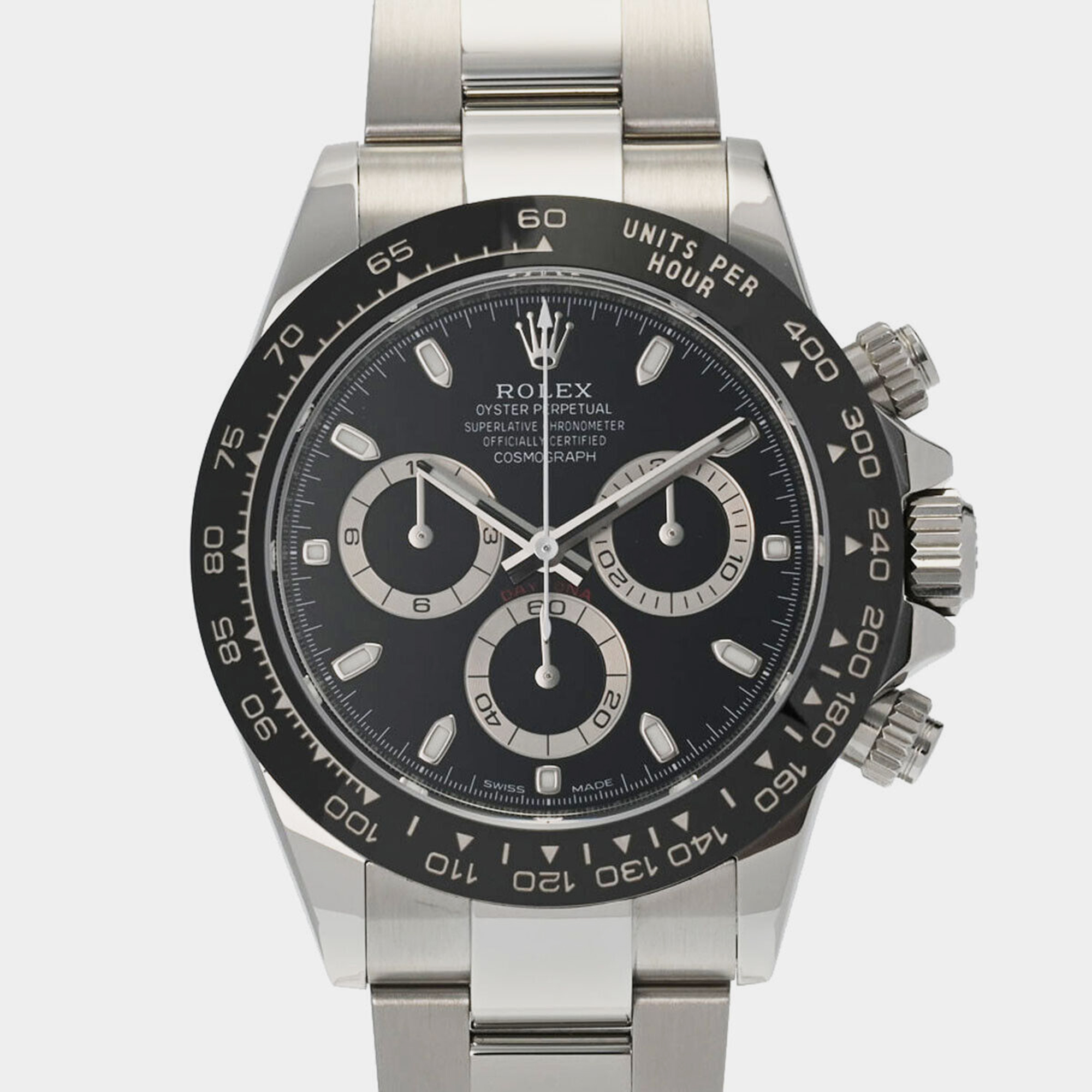 Pre-owned Rolex Black Stainless Steel Cosmograph Daytona 116500ln Automatic Men's Wristwatch 40 Mm