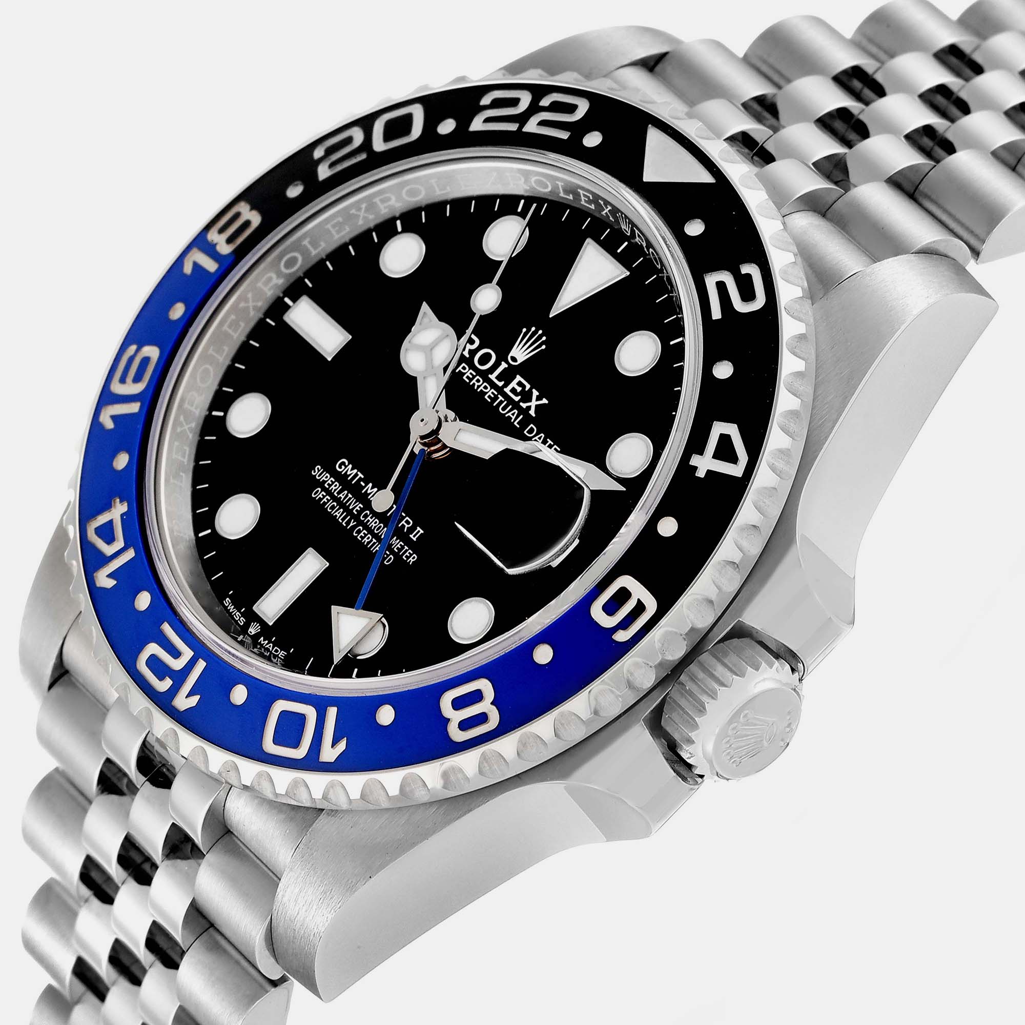 

Rolex GMT Master II Batgirl Black Blue Bezel Steel Mens Watch 126710 40 mm