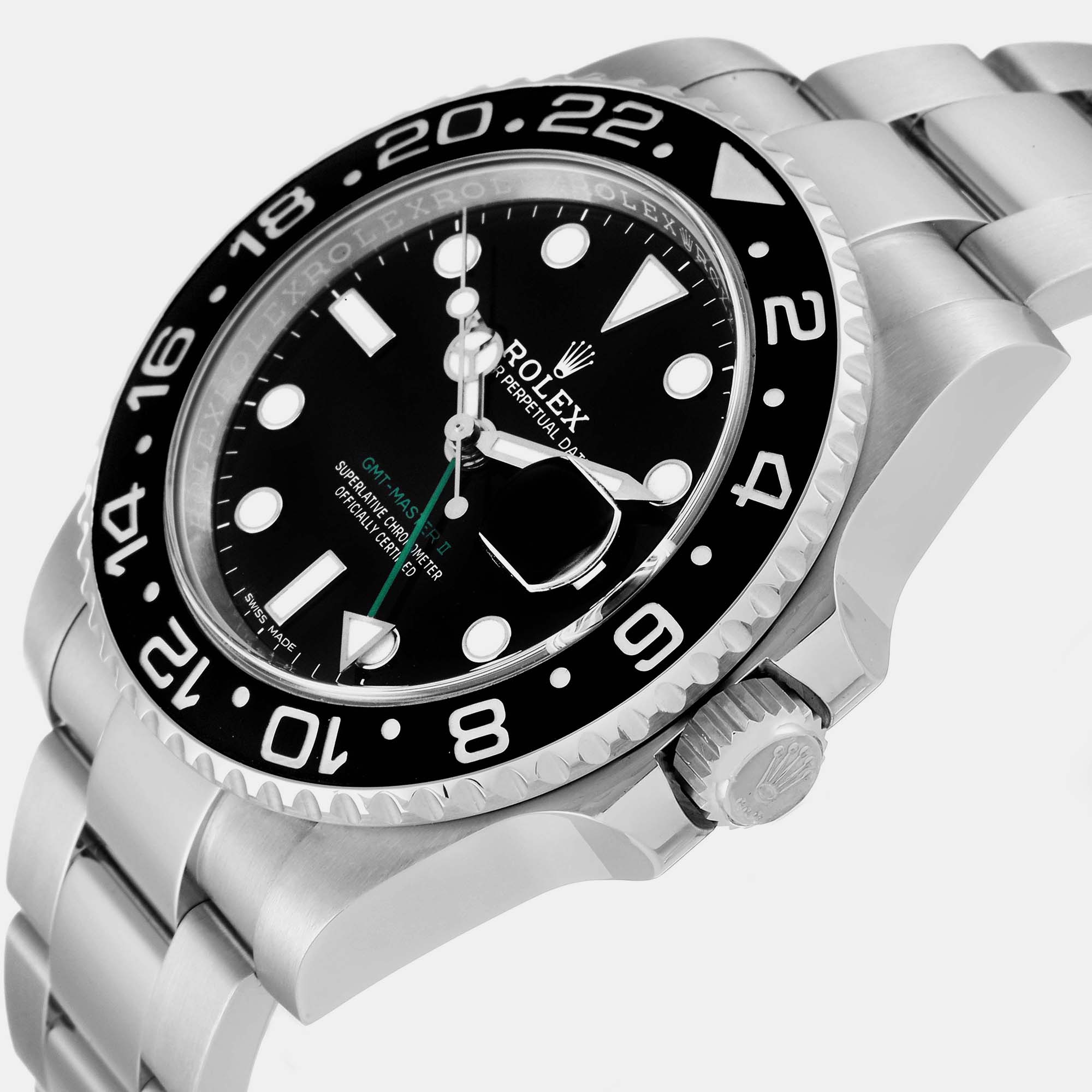 

Rolex GMT Master II Black Dial Green Hand Steel Mens Watch