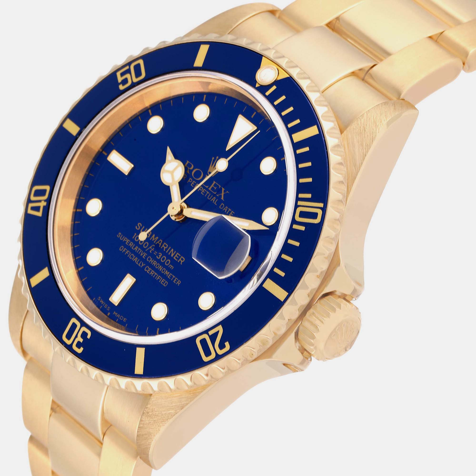 

Rolex Submariner Yellow Gold Blue Dial  Mens Watch 16618