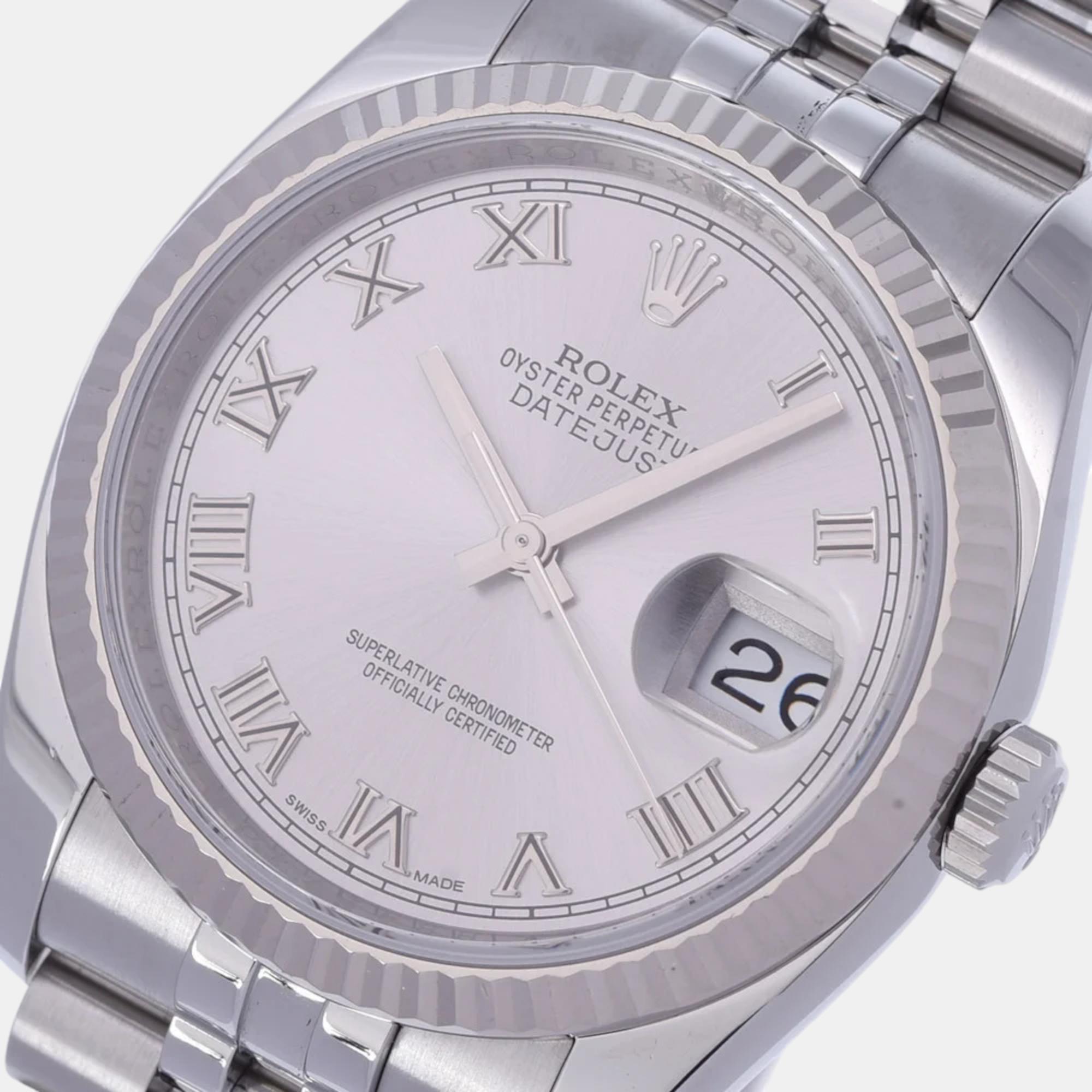 

Rolex Silver Stainless Steel Datejust 116234 Automatic Men's Wristwatch 36 mm
